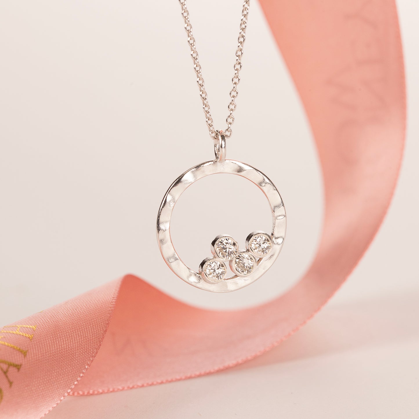 40th Birthday Necklace - 4 Diamonds for 4 Decades - Silver & Lab Grown Diamonds