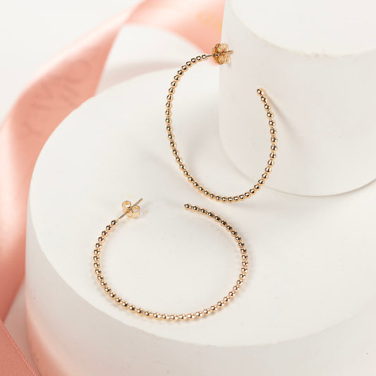 Beaded Gold Hoop Earrings - 4cm