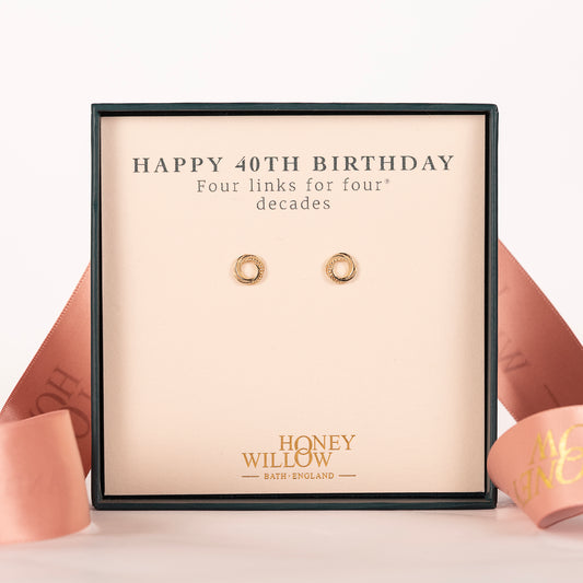 40th Birthday Stud Earrings - The Original 4 Links for 4 Decades - 9kt Gold