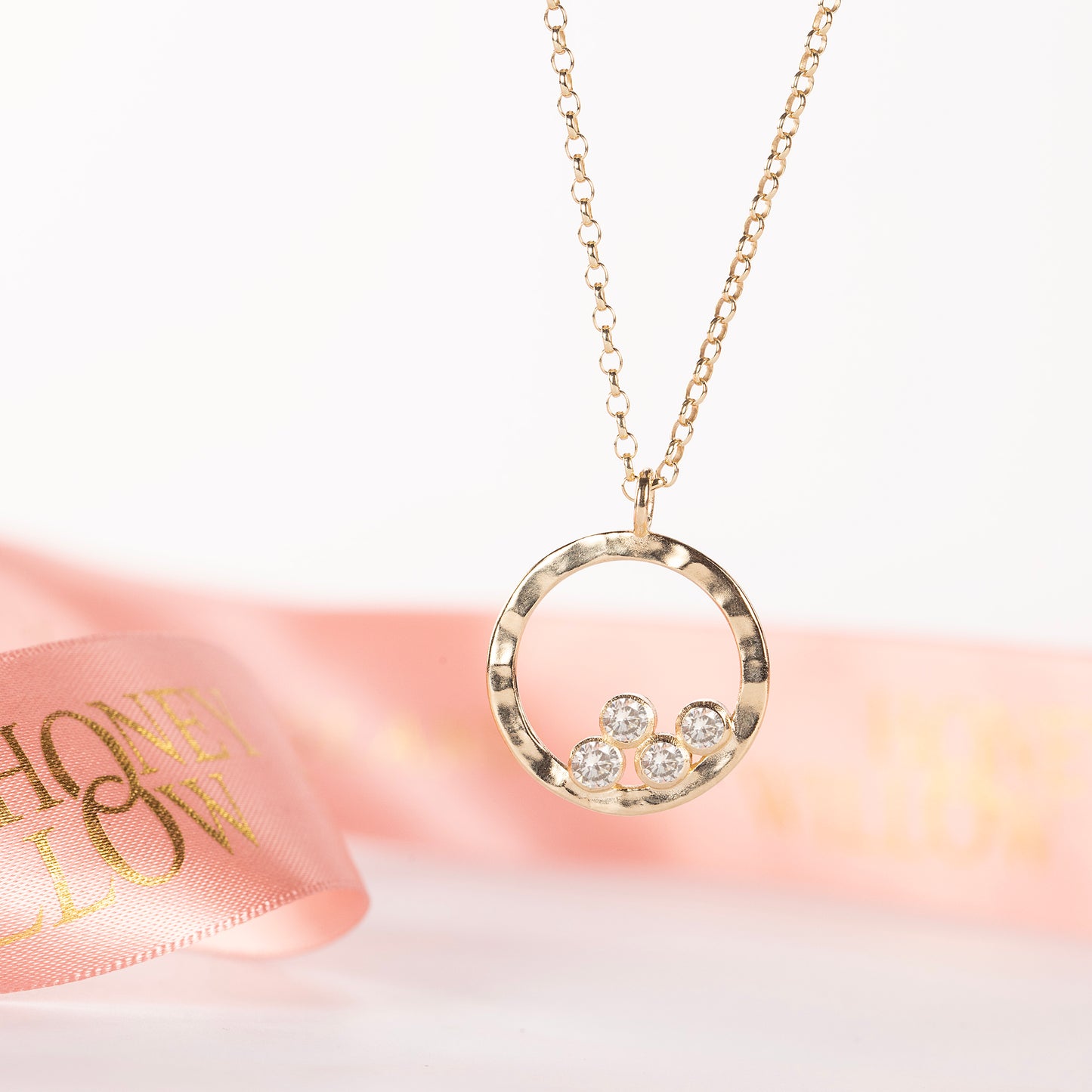 40th Birthday Necklace - 4 Diamonds for 4 Decades - 9kt Gold