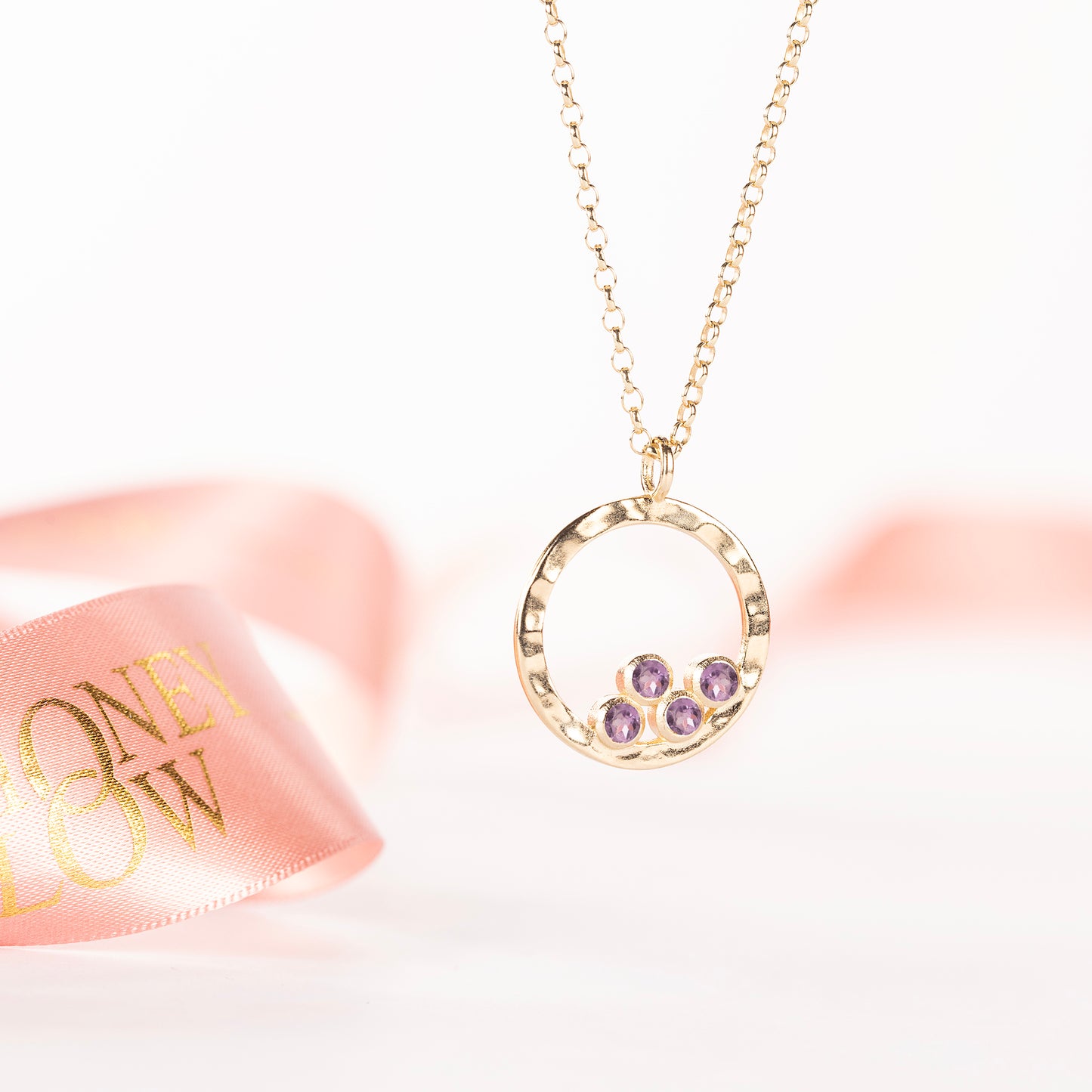 40th Birthday Necklace - 4 Birthstones for 4 Decades - 9kt Gold