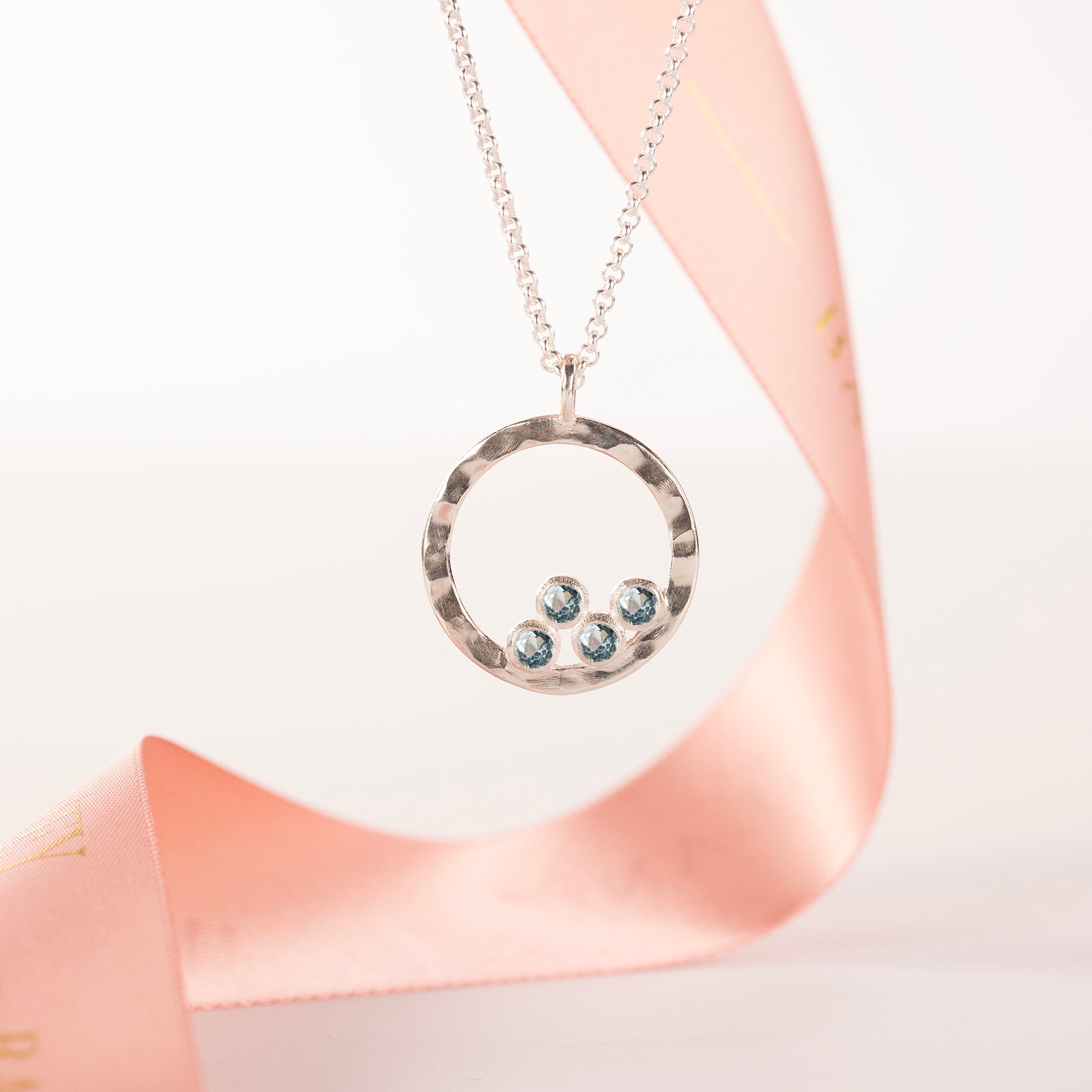 40th Birthday Necklace - 4 Birthstones for 4 Decades - Silver