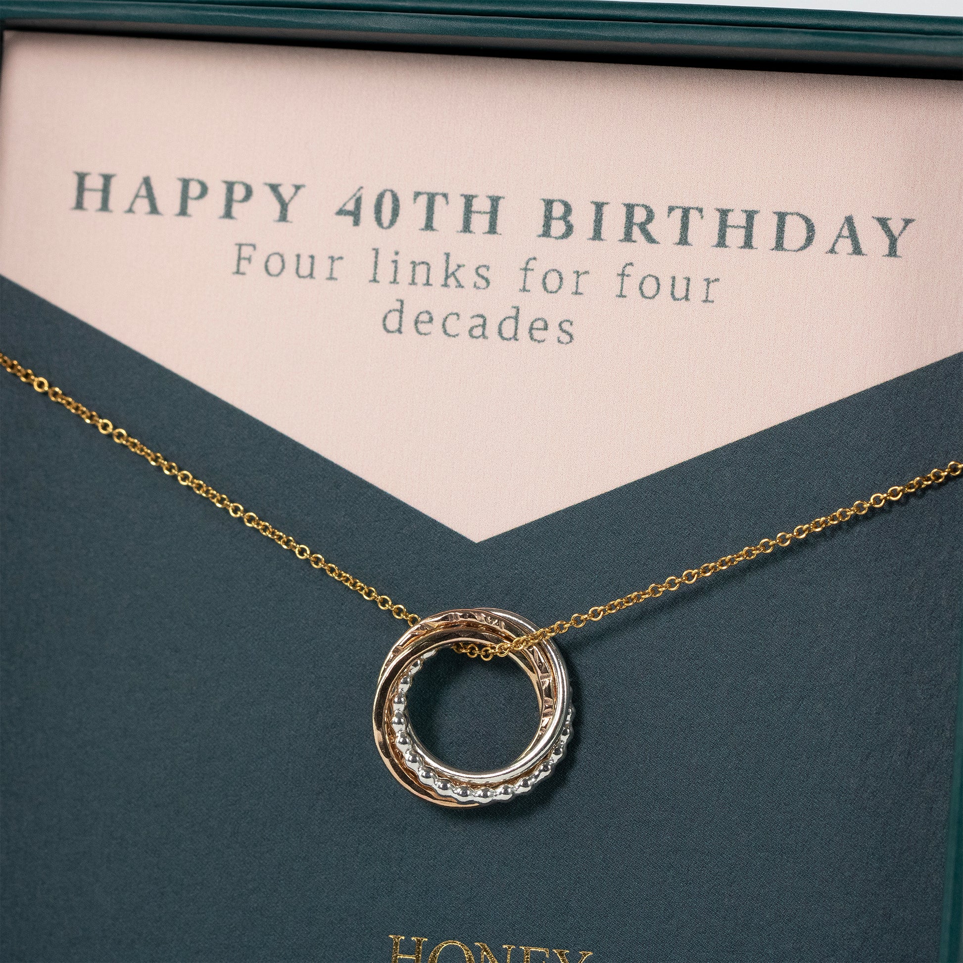 40th Birthday Necklace - The Original 4 Links for 4 Decades Necklace - Petite Silver & Gold
