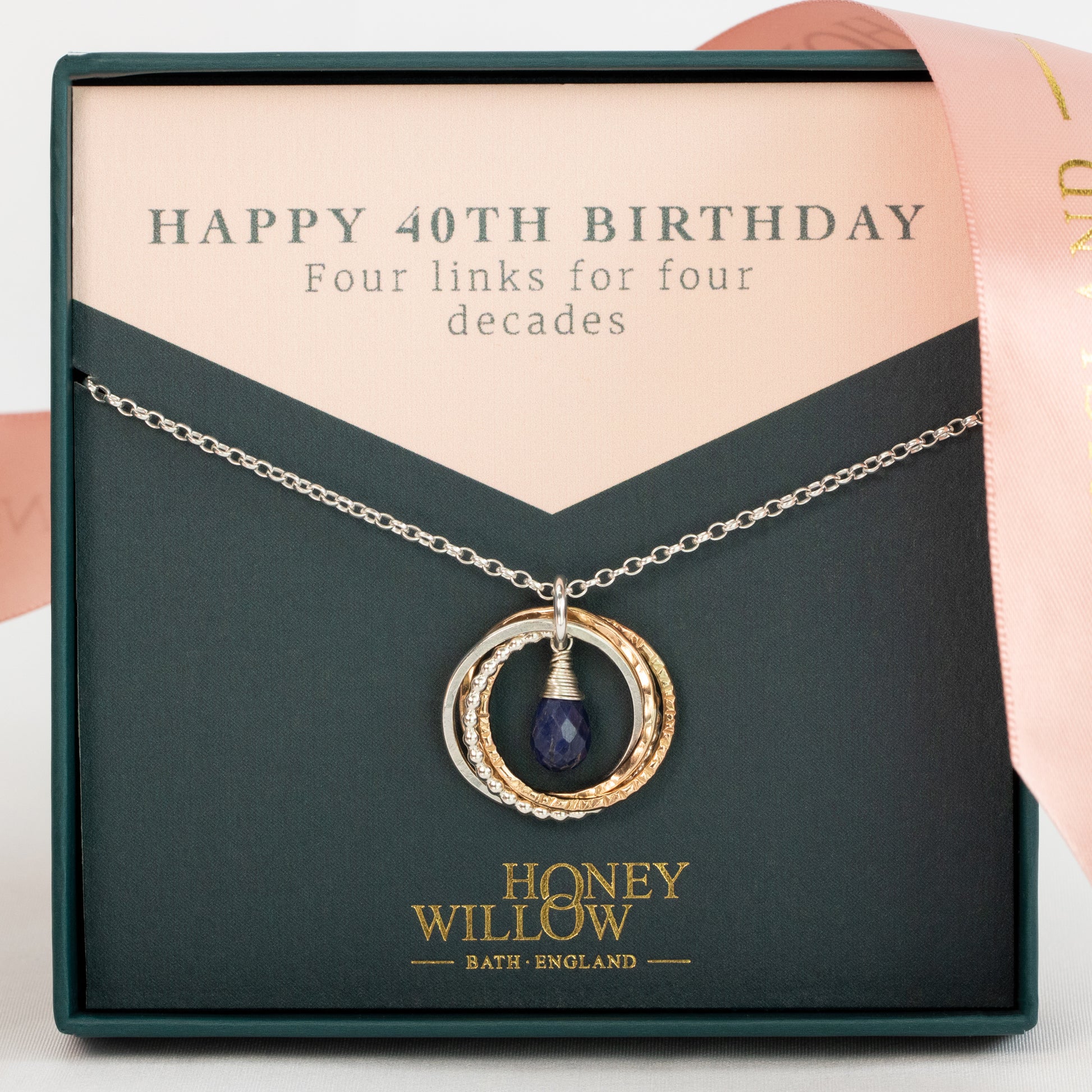 40th Birthday Birthstone Necklace - The Original 4 Links for 4 Decades – Honey Willow - handmade jewellery