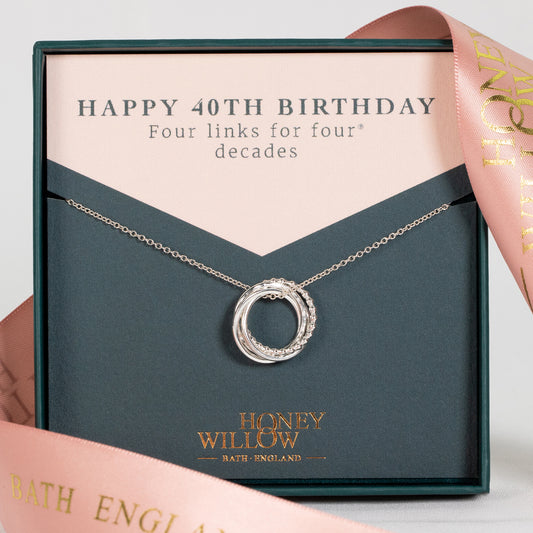 40th Birthday Necklace - The Original 4 Links for 4 Decades Necklace - Petite Silver