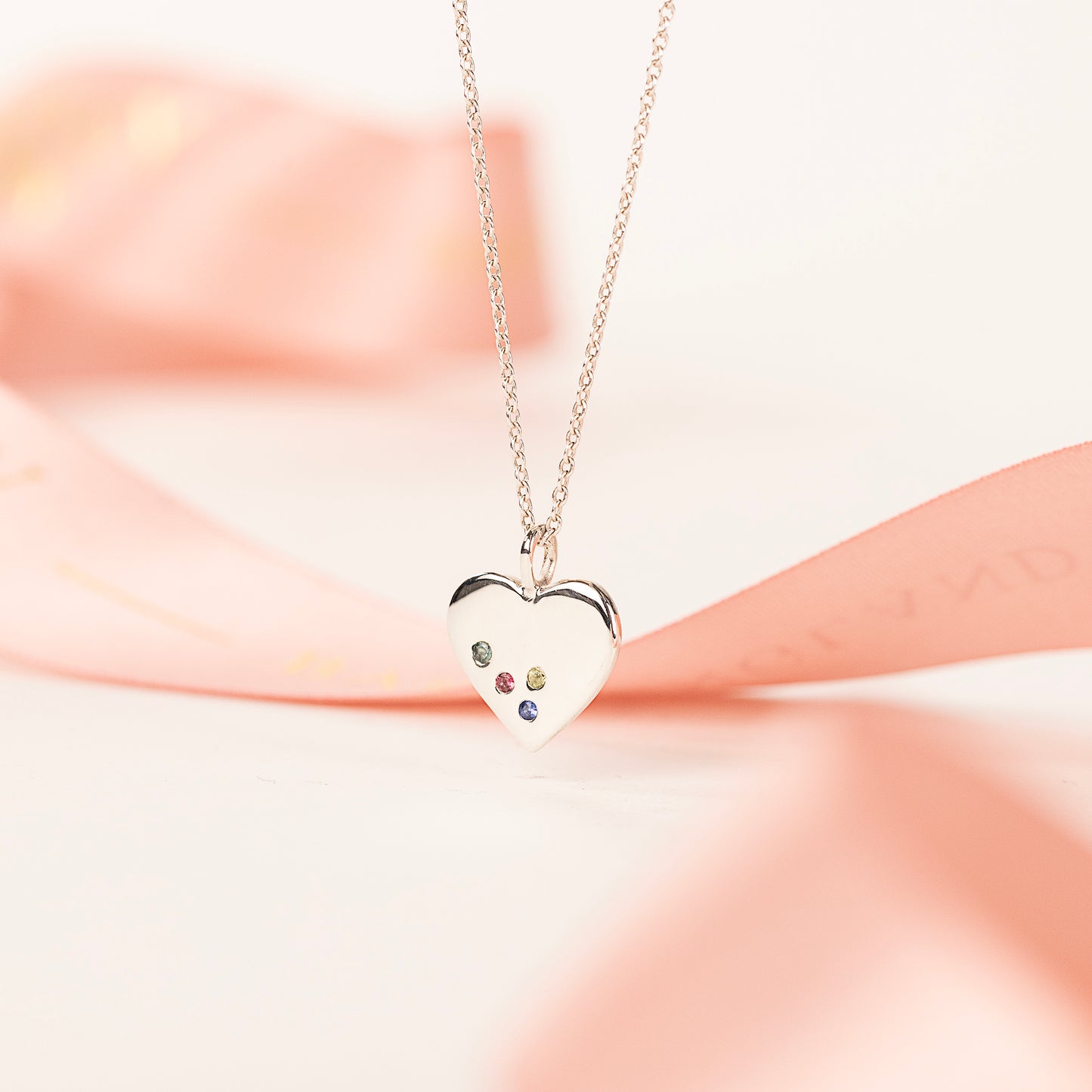 family birthstone heart necklace