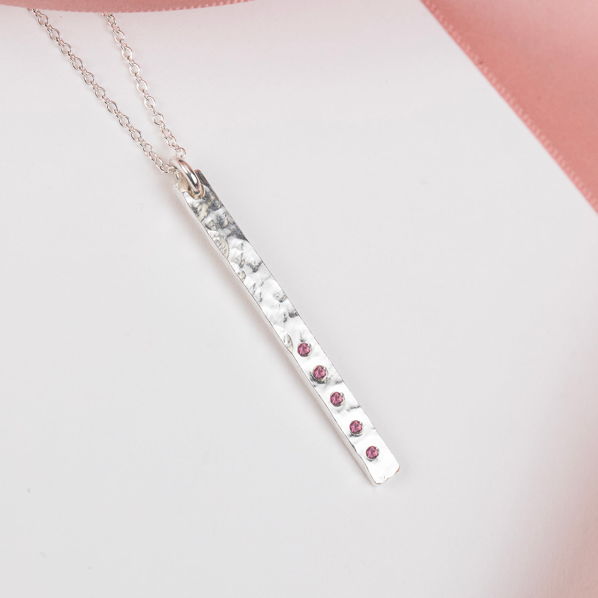 50th Birthday Necklace Birthstones For Decades Silver Column Necklace 16 inches inch extender