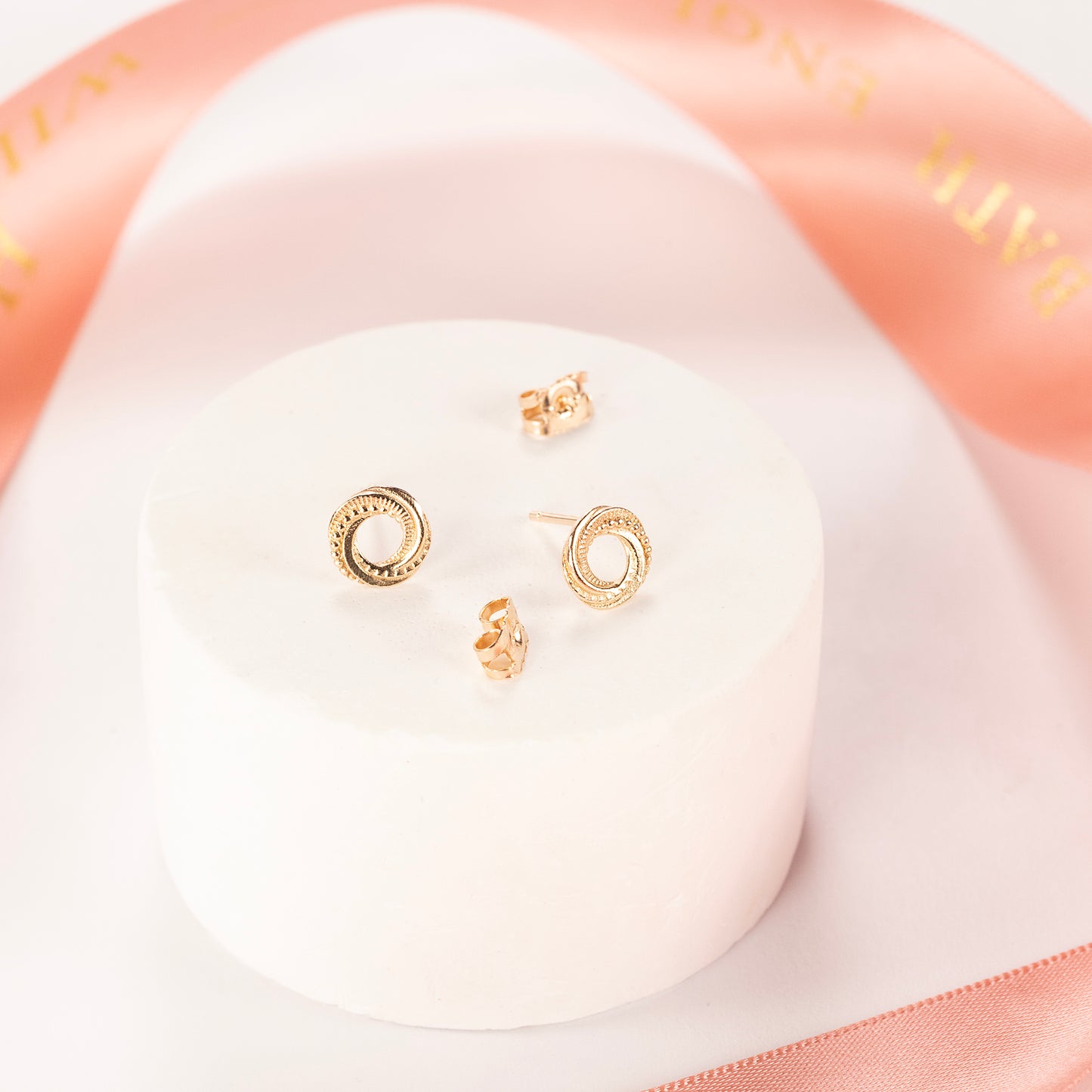 50th Birthday Stud Earrings - The Original 5 Links for 5 Decades - 9kt Gold