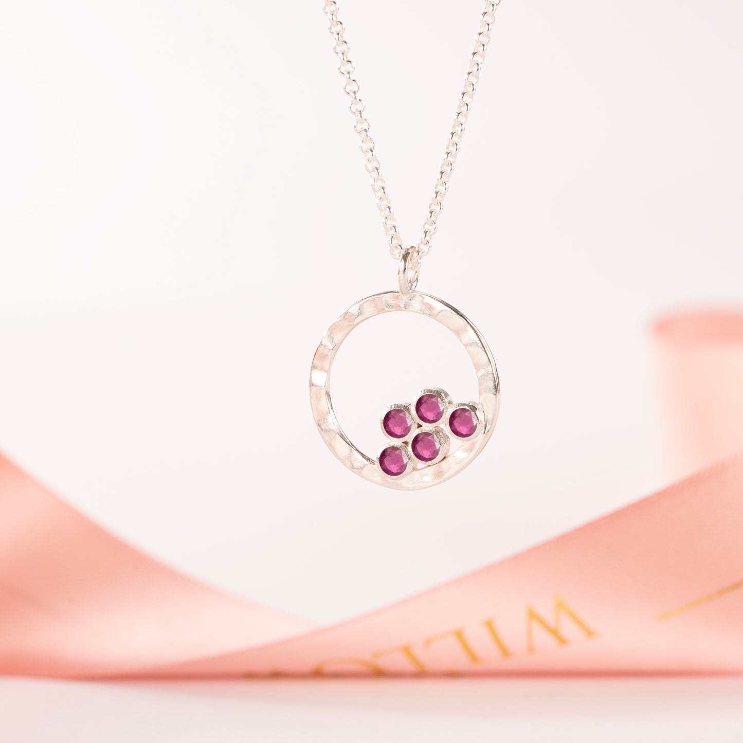 50th Birthday Necklace - 5 Birthstones for 5 Decades - Silver