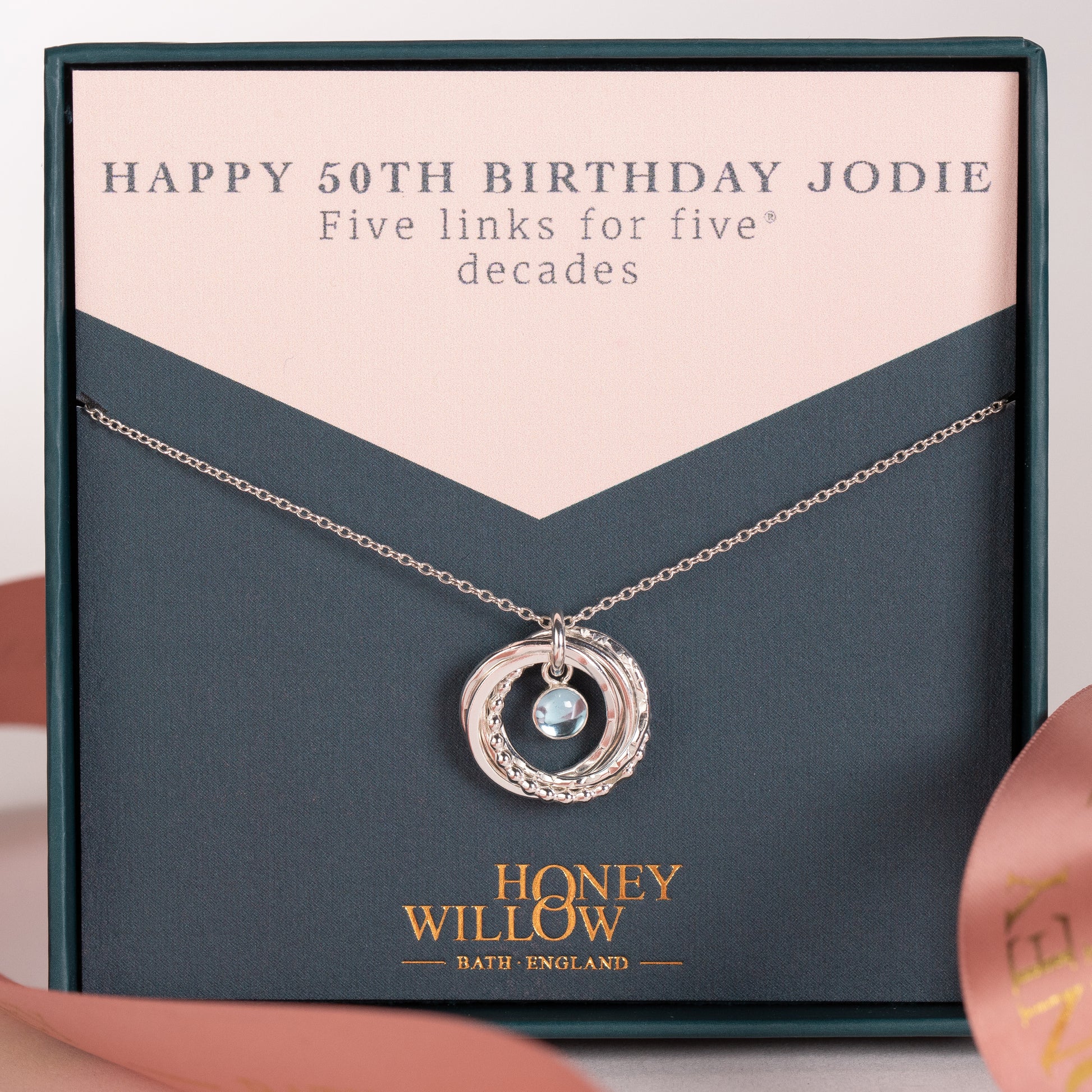 50th birthday birthstone necklace