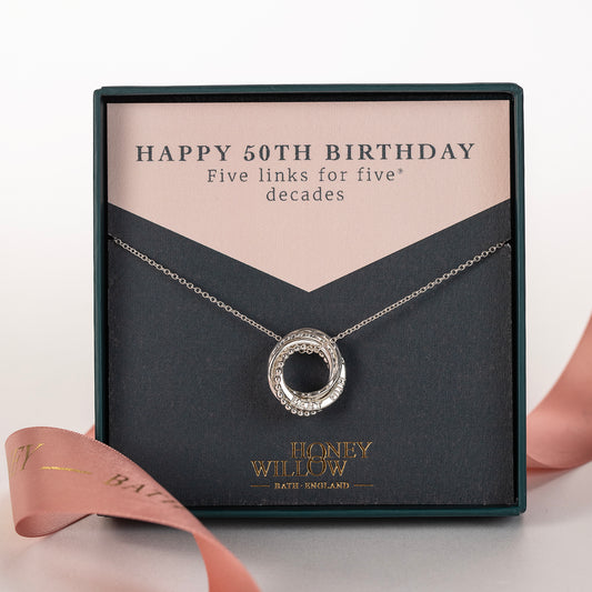 Personalised 50th Birthday Necklace - The Original 5 Links for 5 Decades - Petite Silver