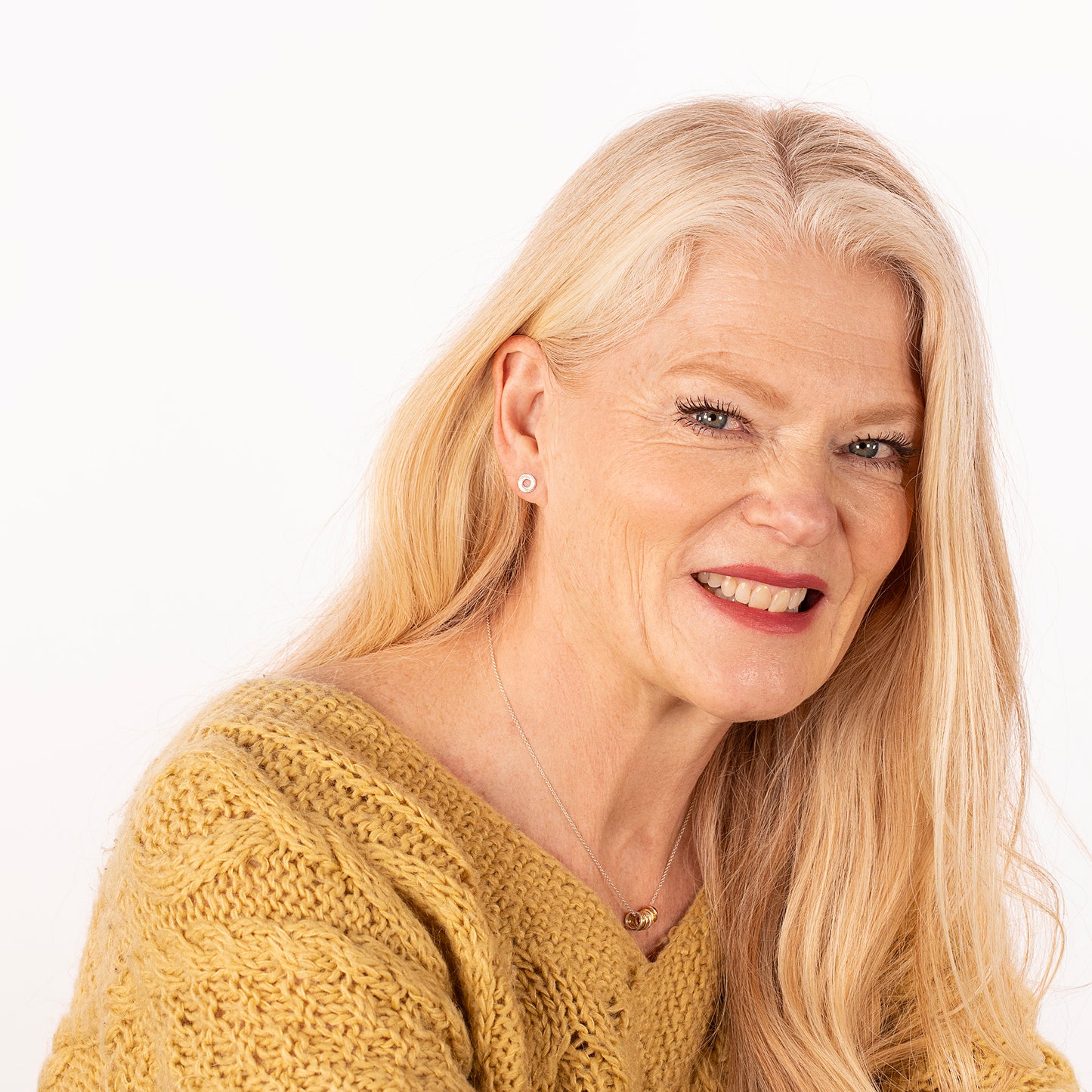 60th Birthday Stud Earrings - The Original 6 Links for 6 Decades Earrings - Silver