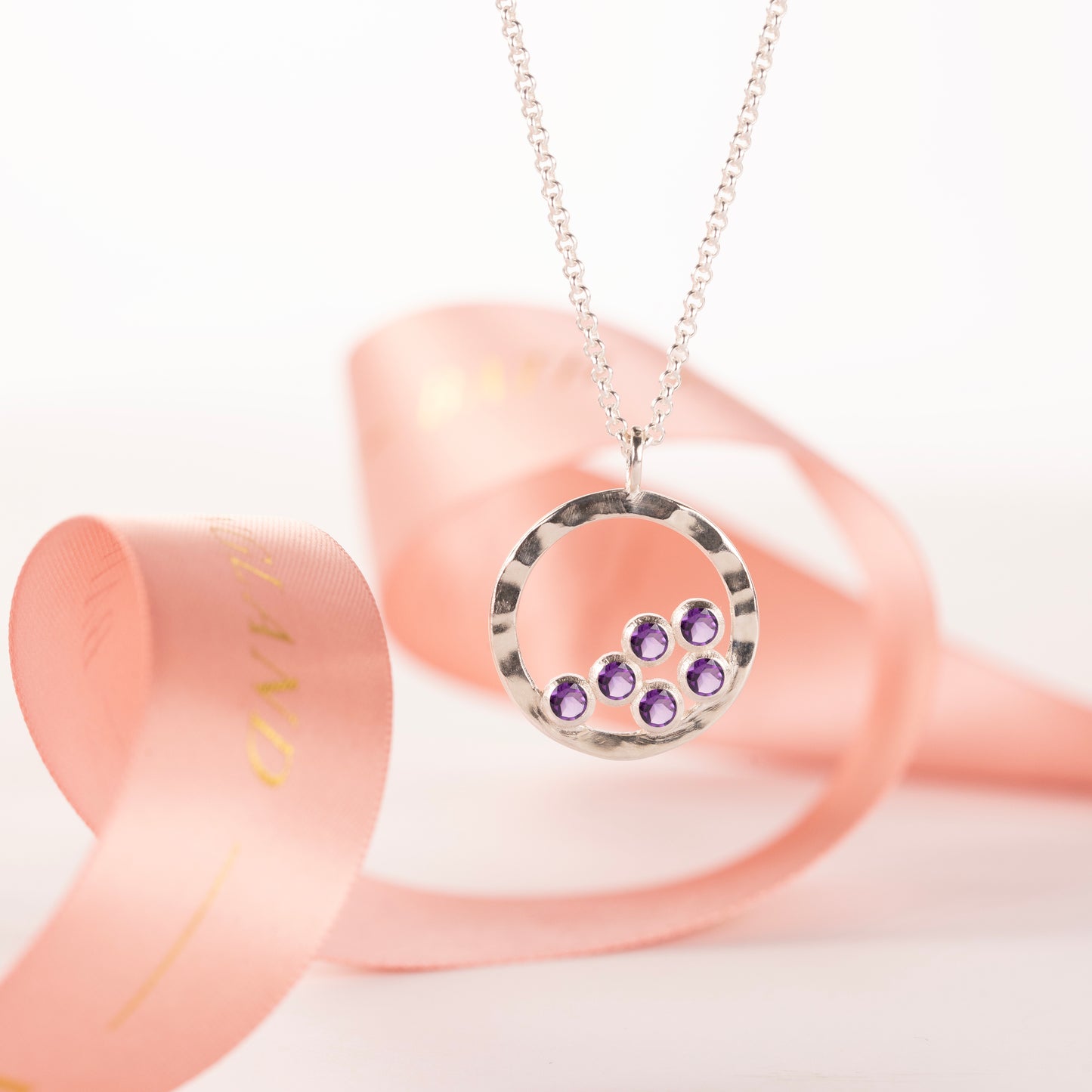 60th Birthday Necklace - 6 Birthstones for 6 Decades - Silver