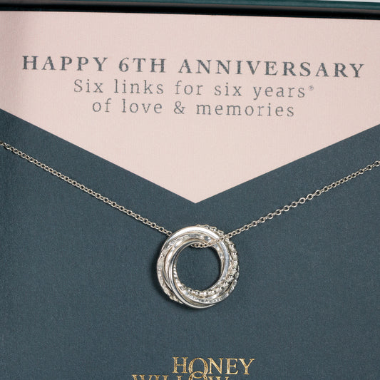 6th Anniversary Necklace - The Original 6 Rings for 6 Years Necklace - Petite Silver