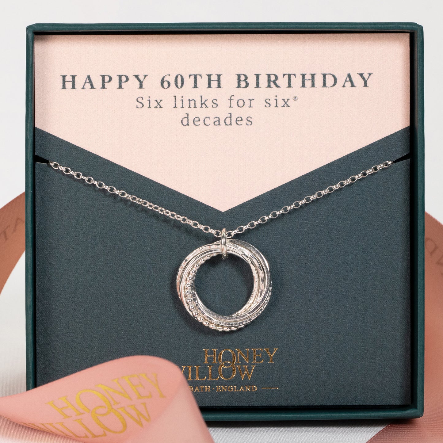 60th Birthday Necklace - The Original 6 Links for 6 Decades Necklace - Silver