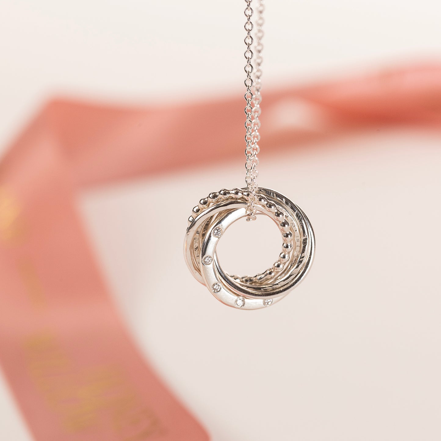 60th Birthday Necklace - 6 Diamonds for 6 Decades - Petite Silver