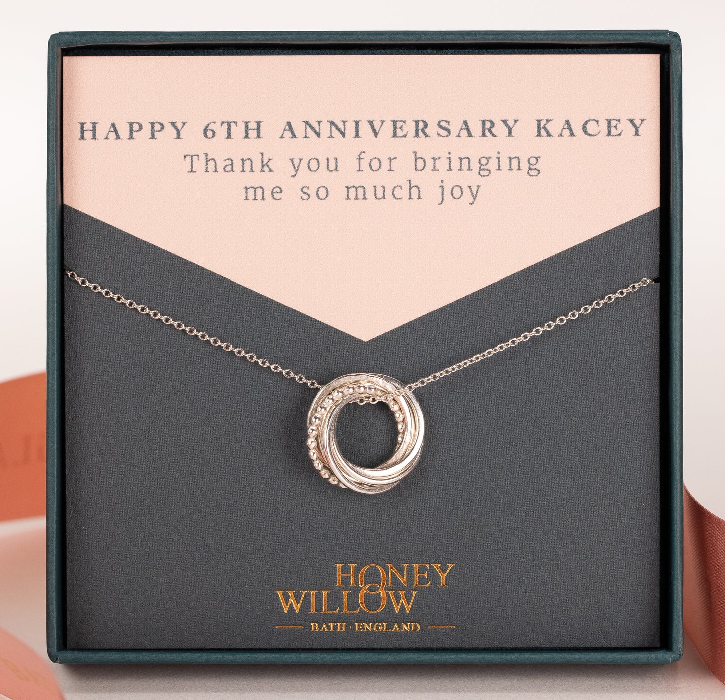 6th Anniversary Necklace - The Original 6 Rings for 6 Years - Petite Silver