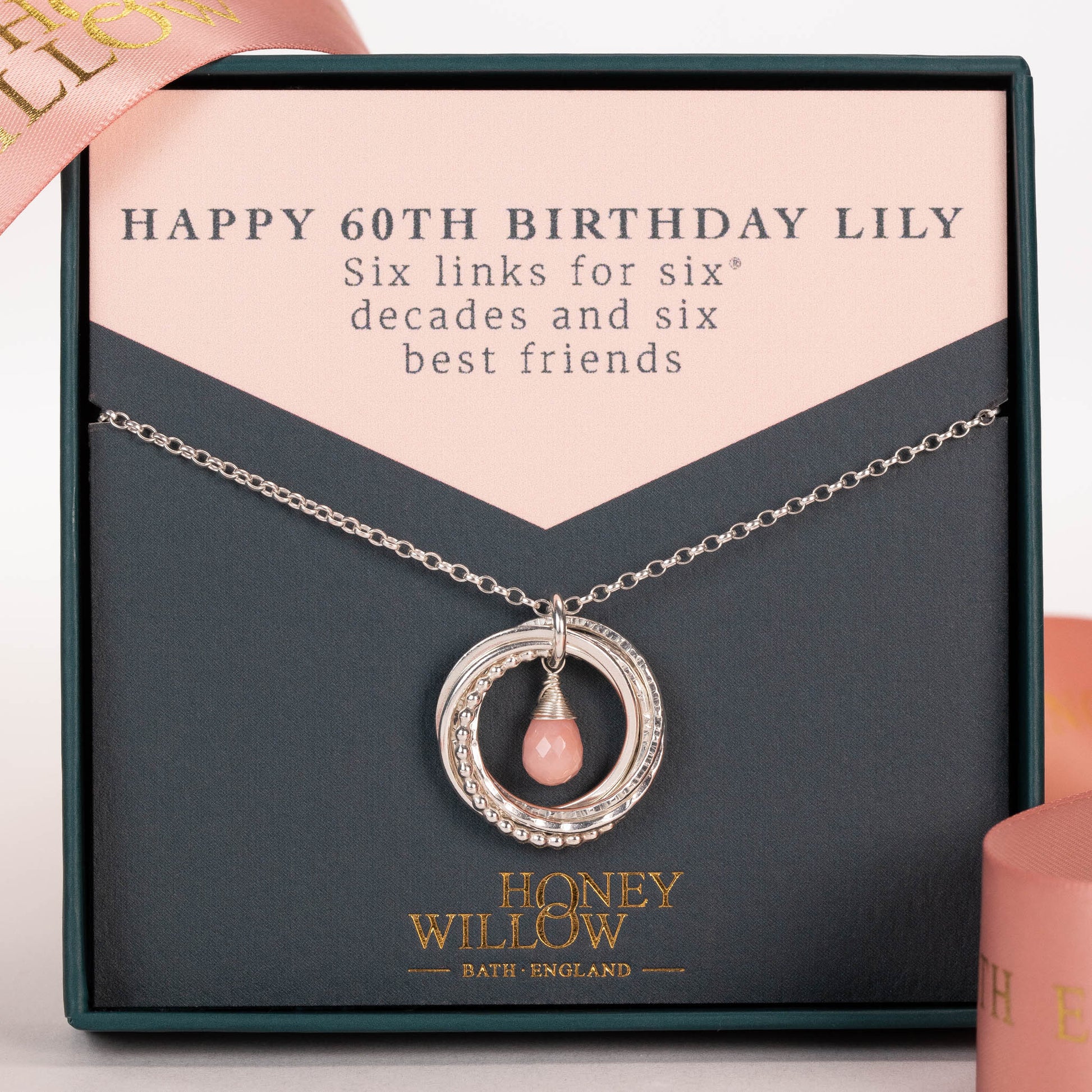 60th Birthday Birthstone Necklace The Original Links for Decades Silver 16 inches inch extender