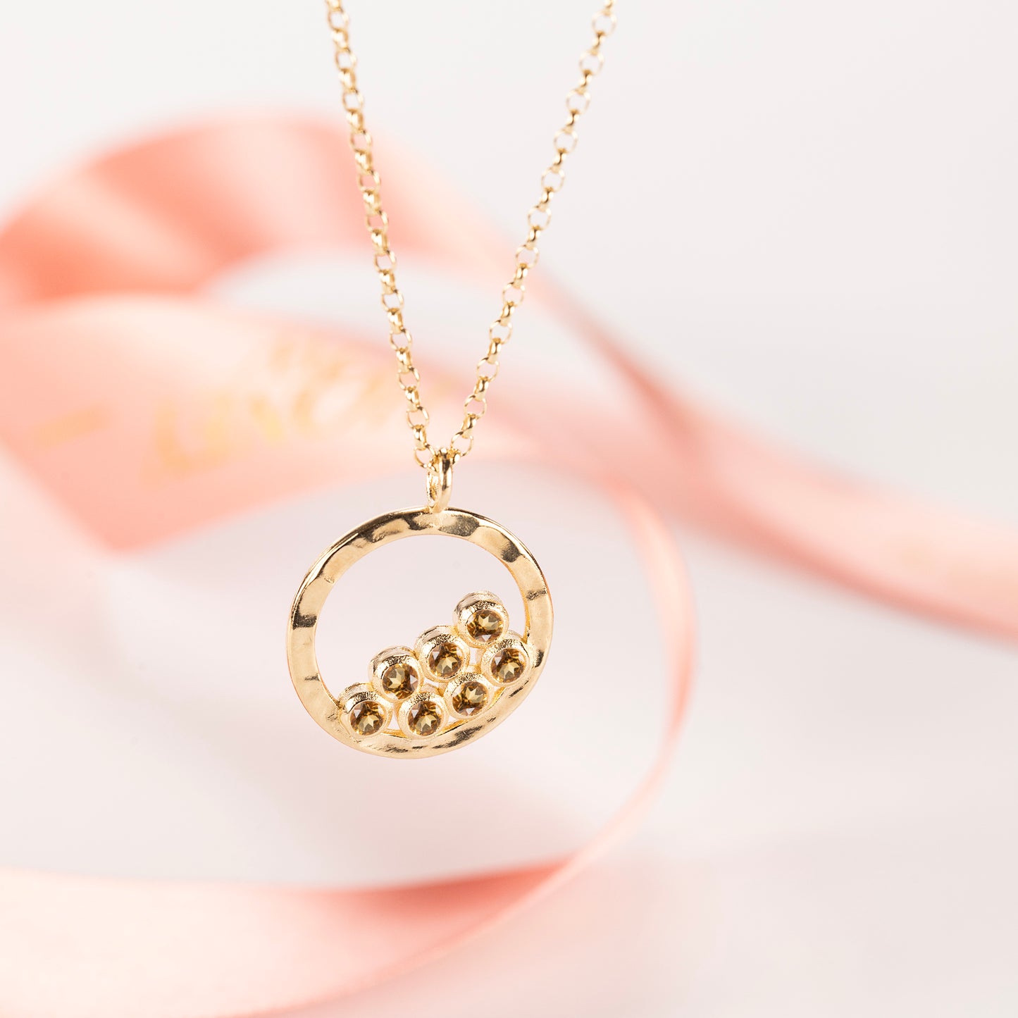 70th Birthday Necklace - 7 Birthstones for 7 Decades - 9kt Gold