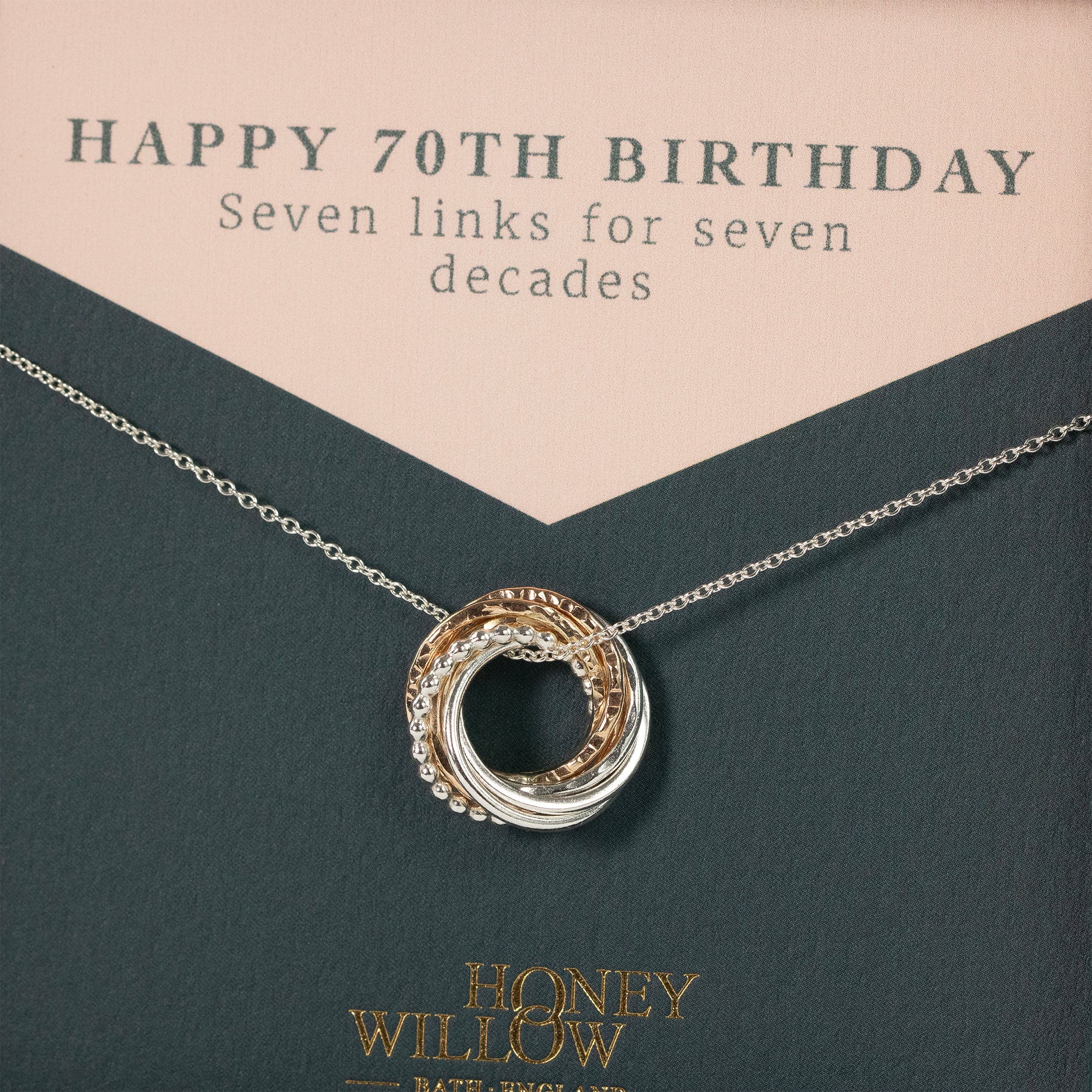 70th Birthday Necklace - The Original 7 Links for 7 Decades Necklace - Petite Silver & Gold