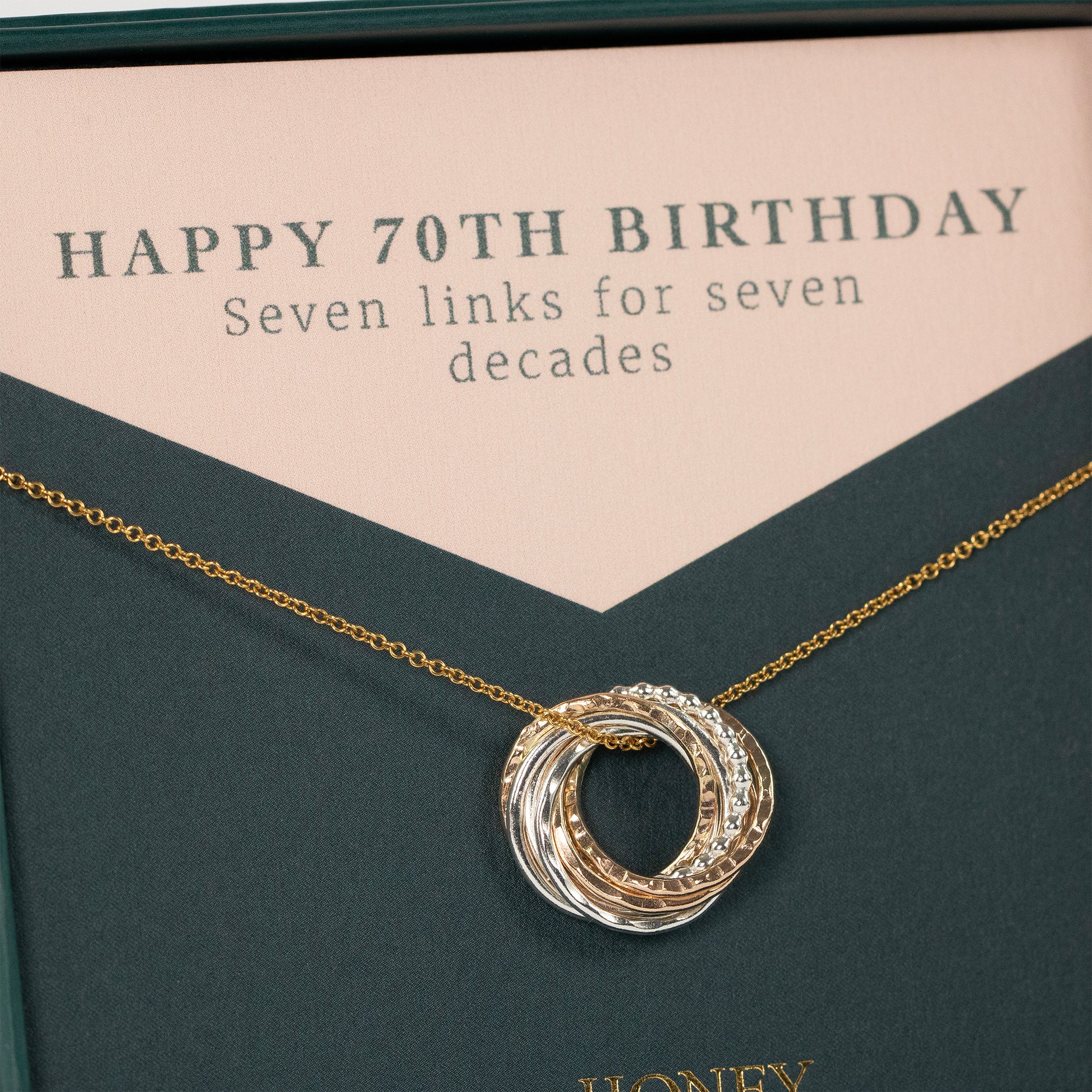 70th Birthday Necklace - The Original 7 Links for 7 Decades Necklace - Petite Silver & Gold