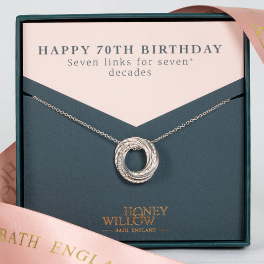 70th Birthday Necklace - The Original 7 Links for 7 Decades Necklace - Petite Silver