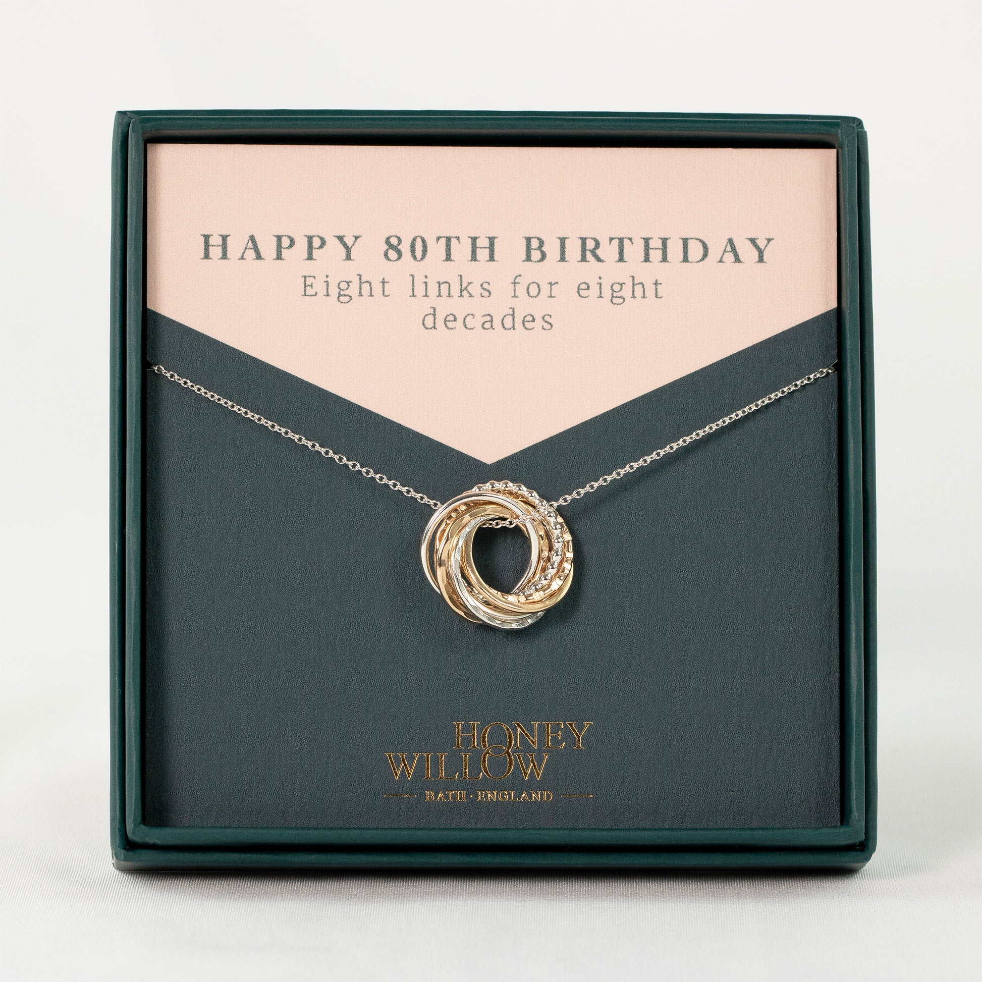 80th Birthday Necklace - The Original 8 Links for 8 Decades Necklace - Petite Silver & Gold