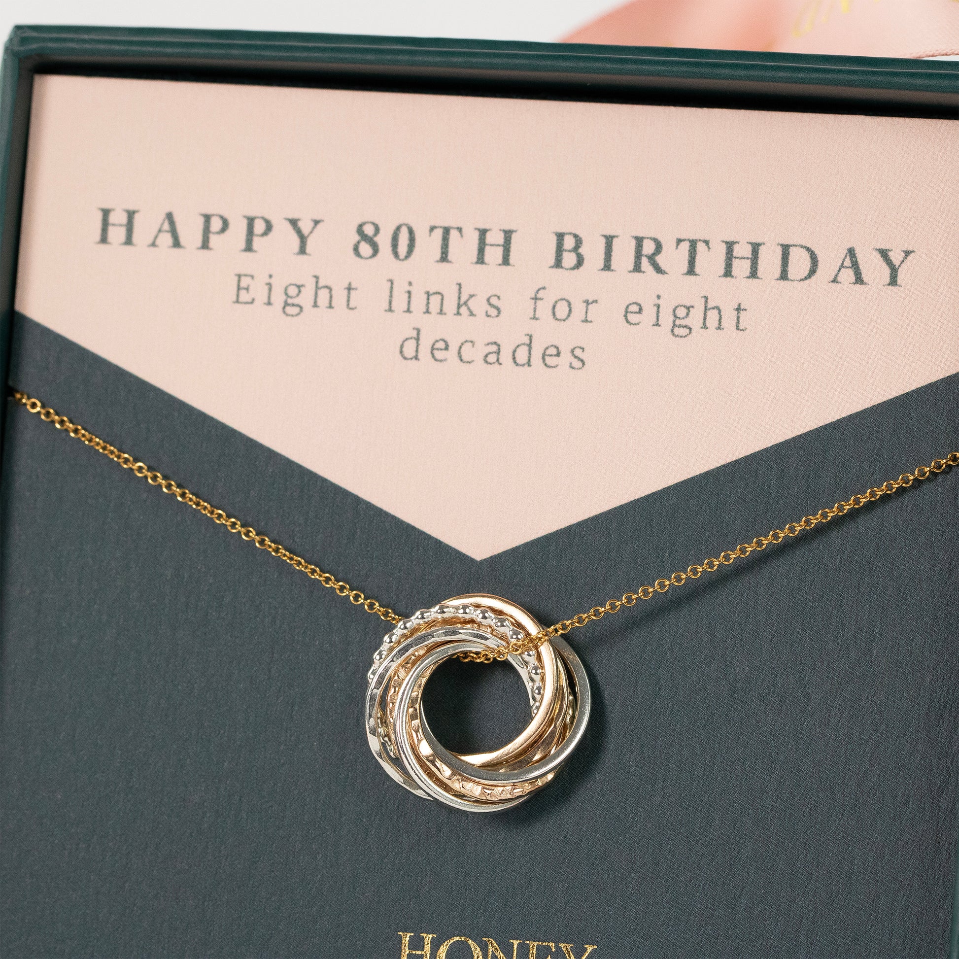 80th Birthday Necklace - The Original 8 Links for 8 Decades Necklace - Petite Silver & Gold