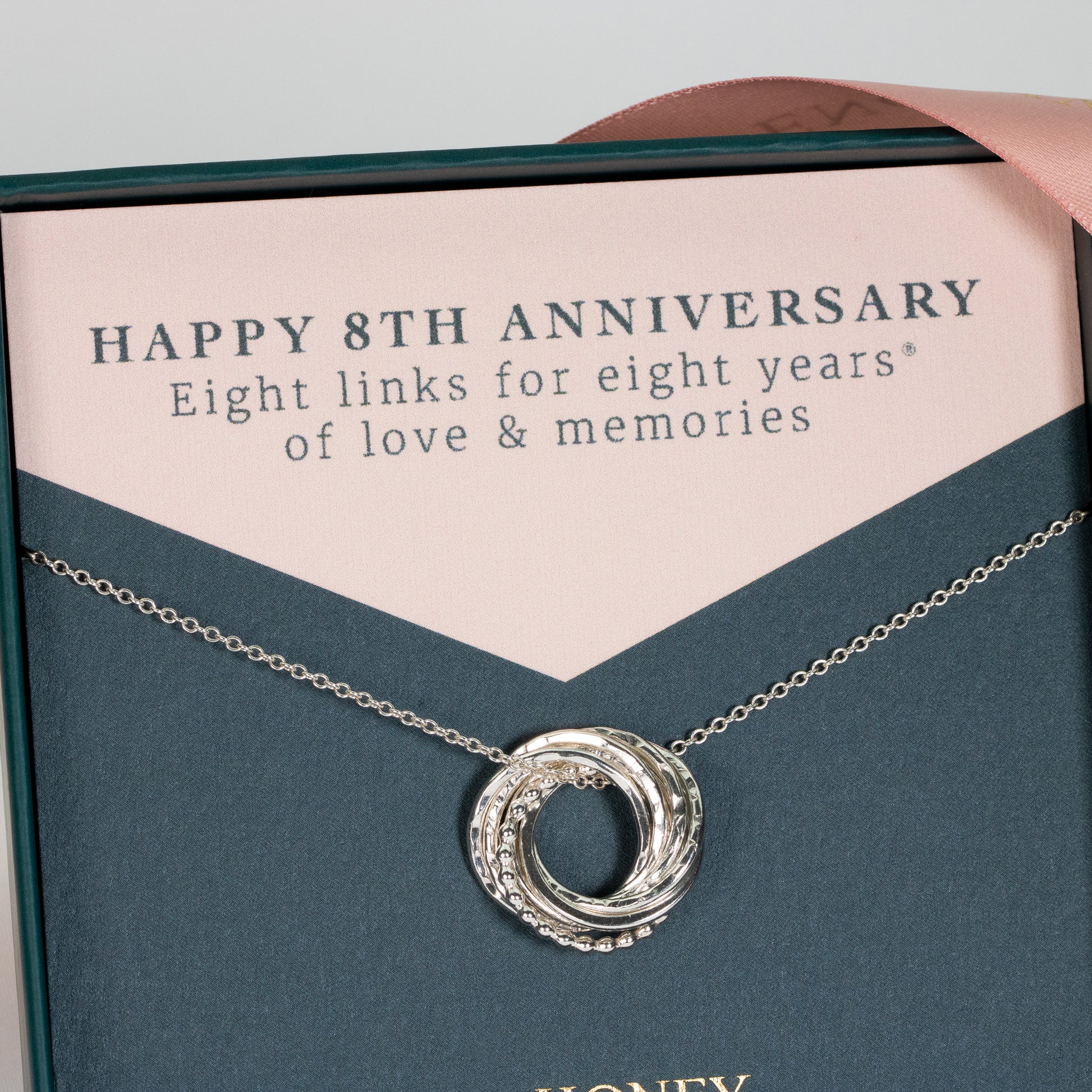 8th Anniversary Necklace - The Original 8 Rings for 8 Years Necklace - Petite Silver