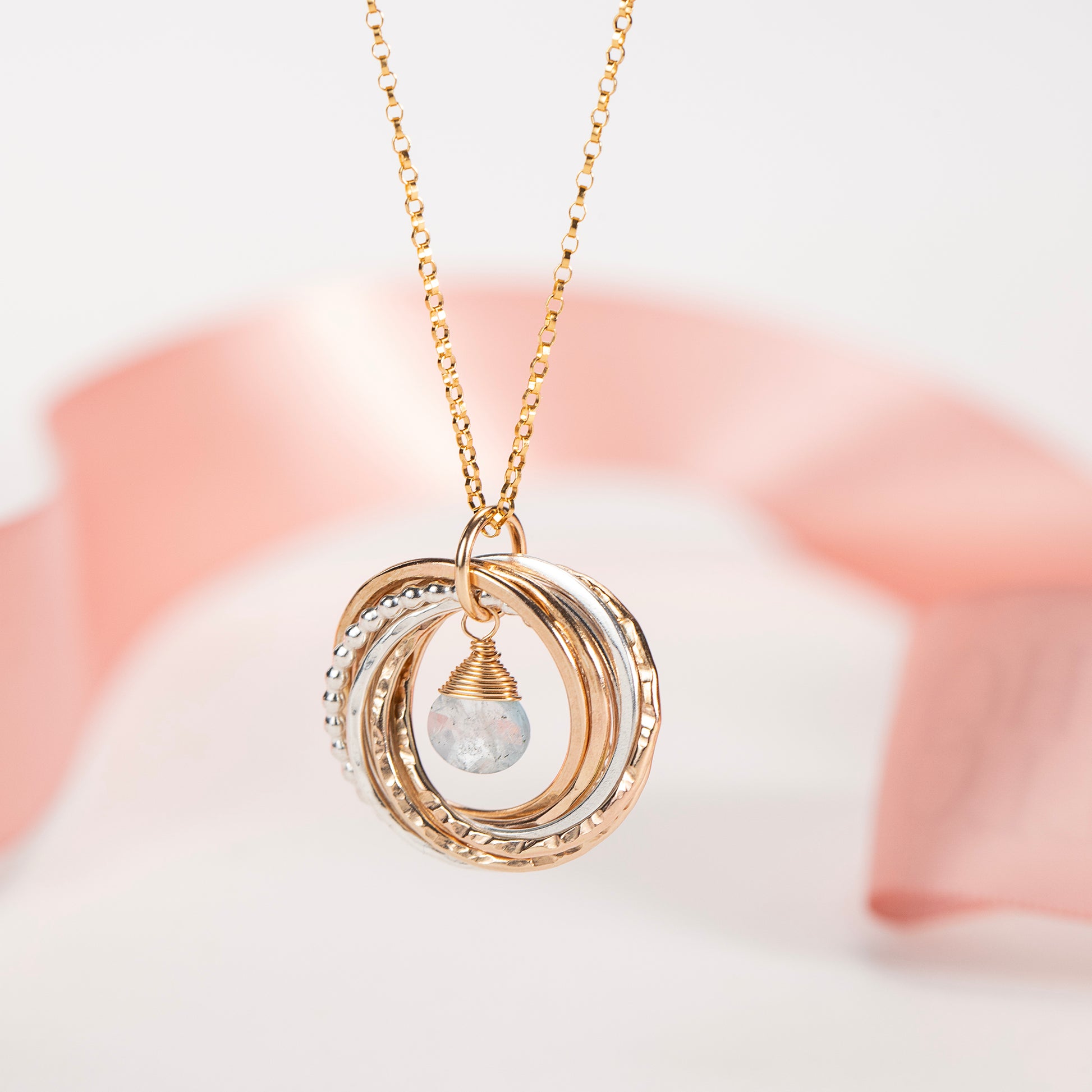 80th Birthday Birthstone Necklace The Original Links for Decades Silver Gold