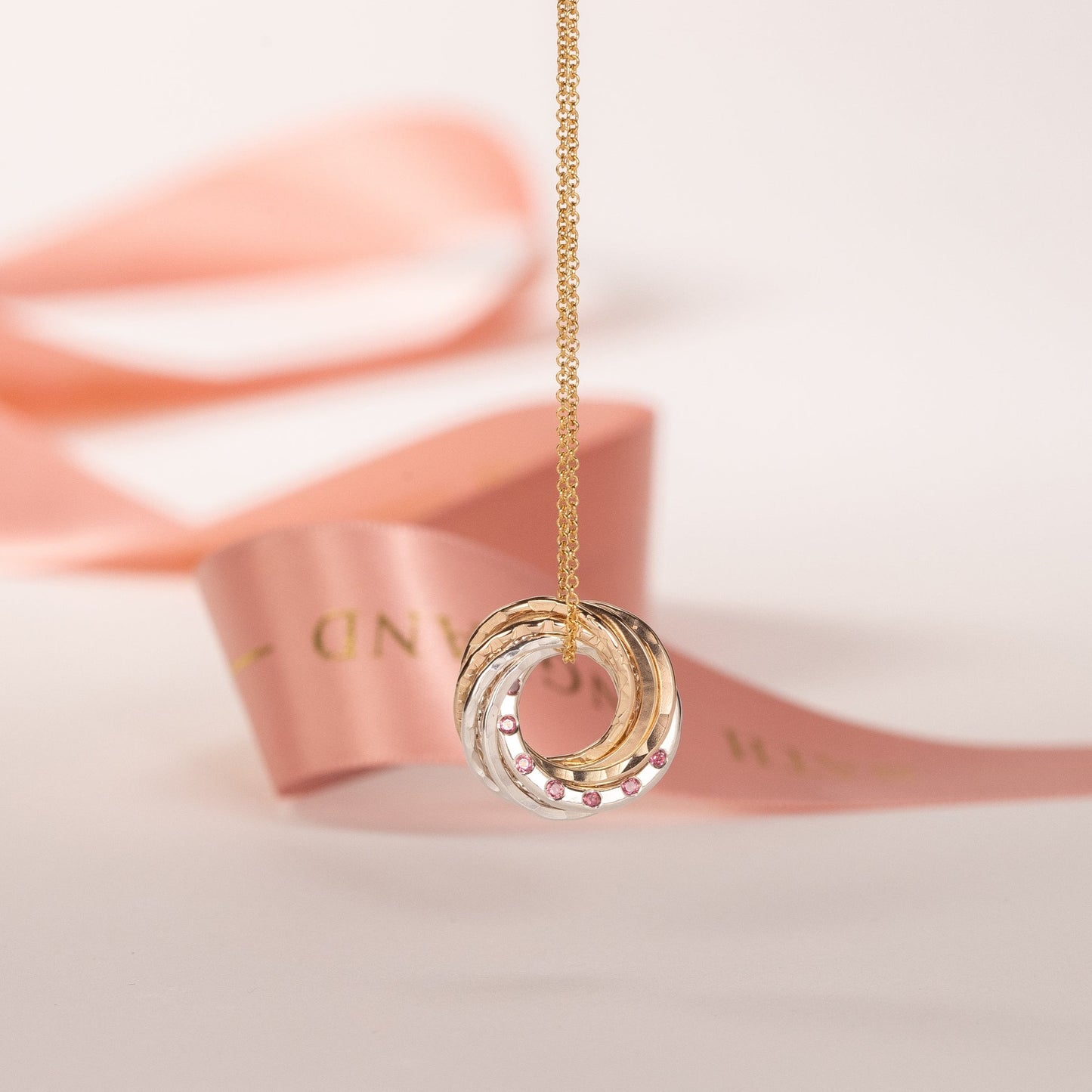 8th Anniversary Necklace The Original Rings for Years Silver Gold Tourmaline sterling silver