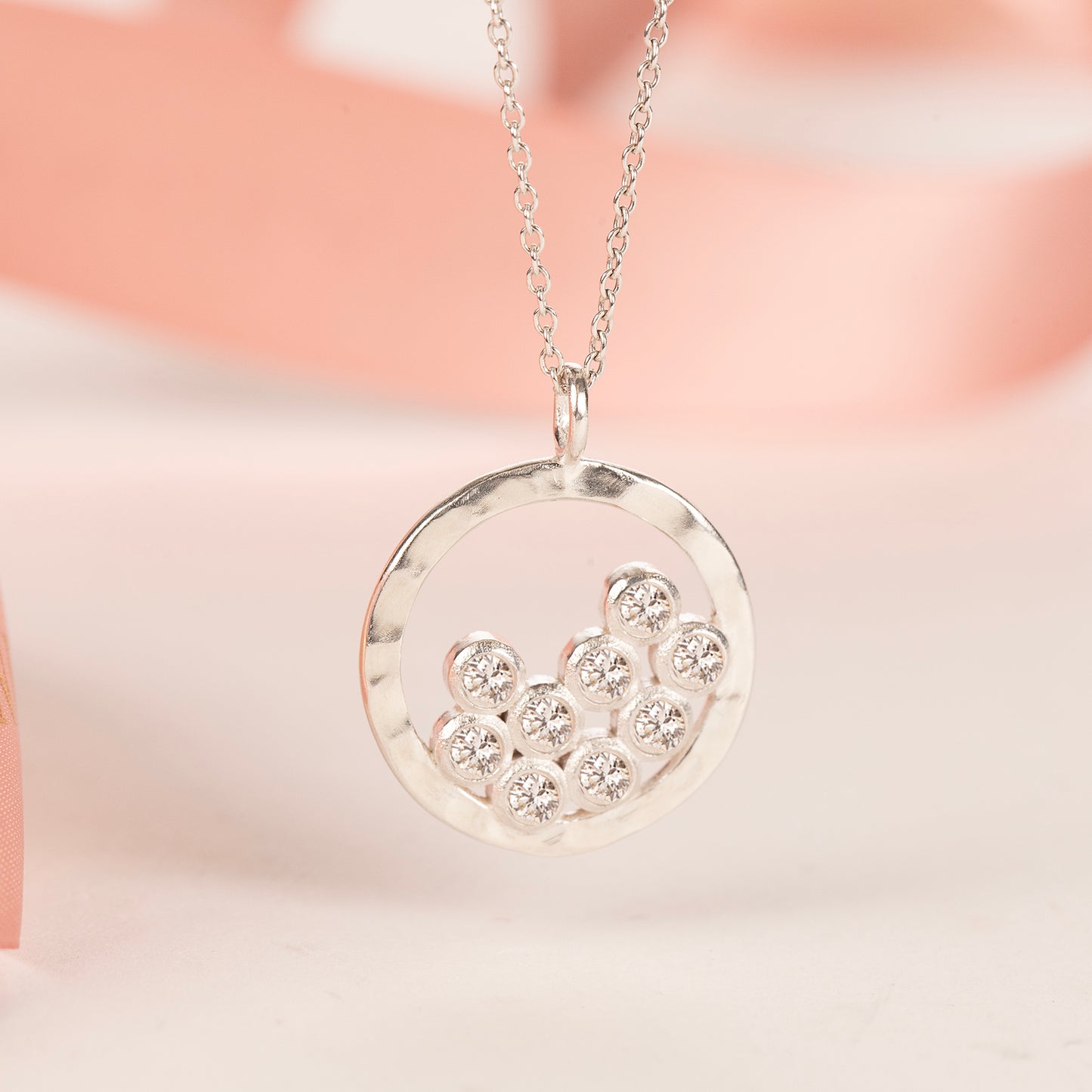 90th Birthday Necklace - 9 Diamonds for 9 Decades - Silver & Lab Grown Diamonds