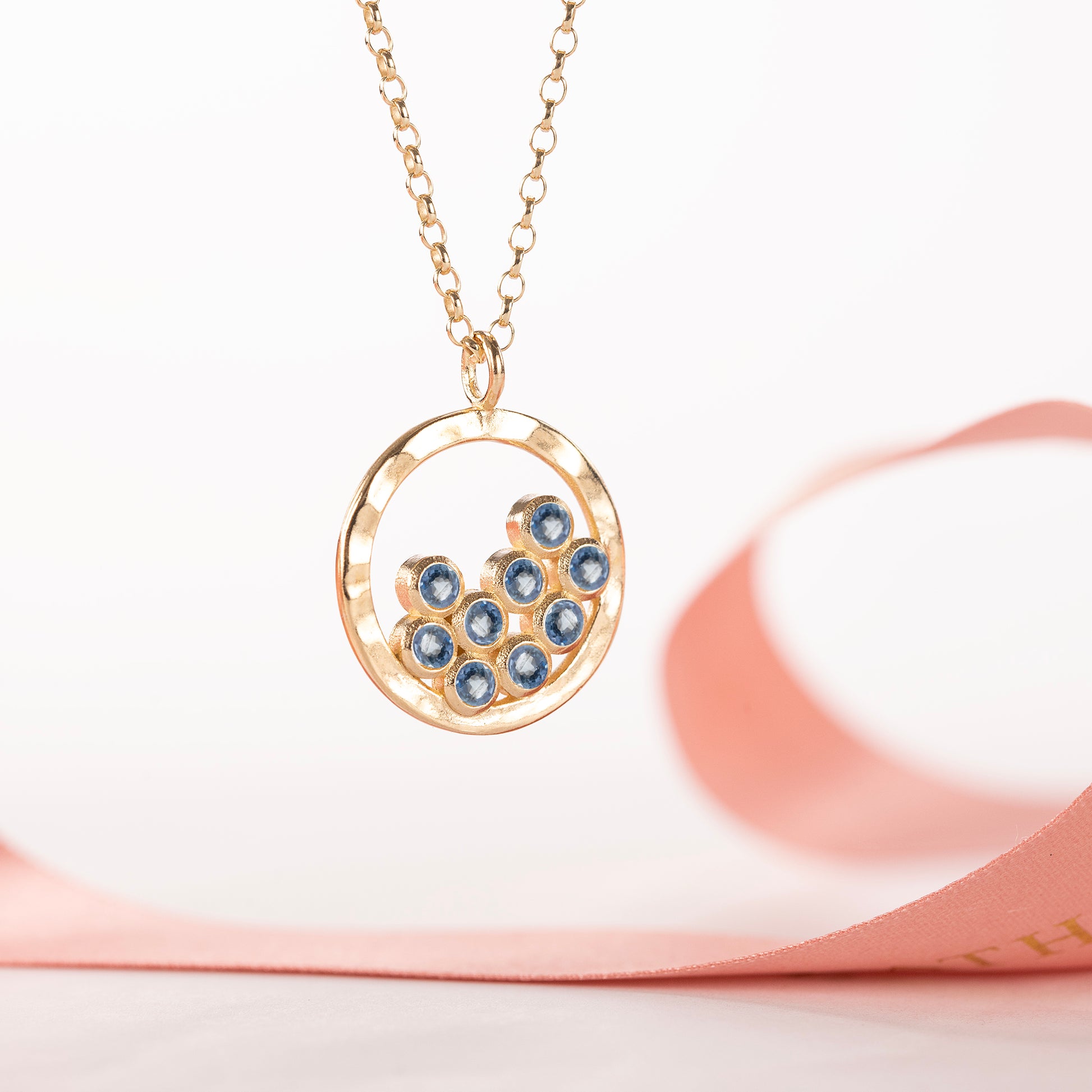 90th Birthday Necklace - 9 Birthstones for 9 Decades - 9kt Gold