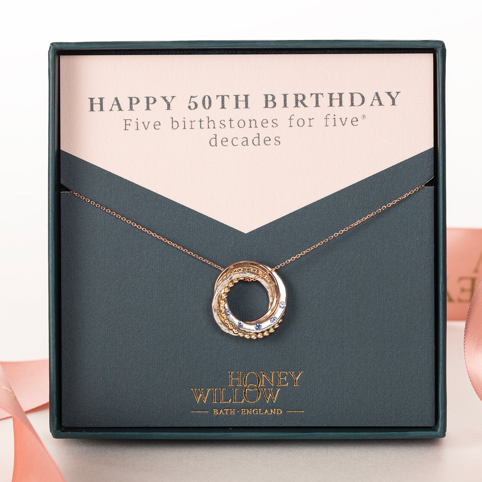 50th birthday birthstone necklace