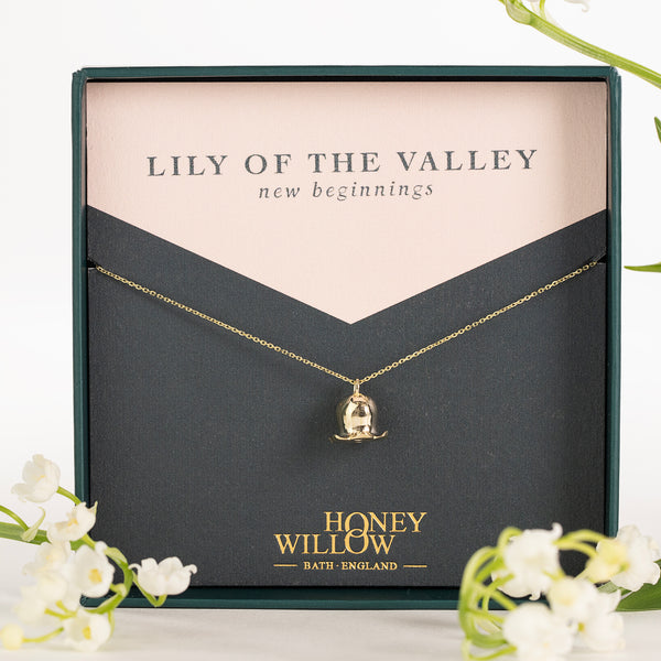 Lily of the Valley Flower Necklace - New Beginnings - 9kt Gold 16 inches