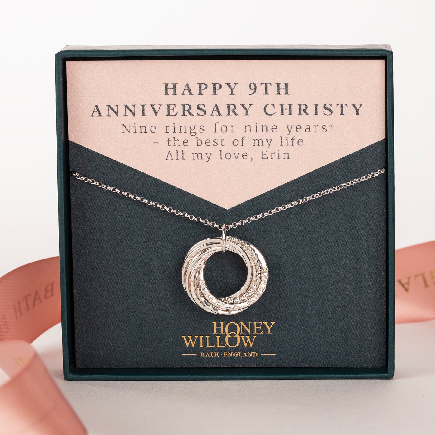 personalised 9th anniversary necklace