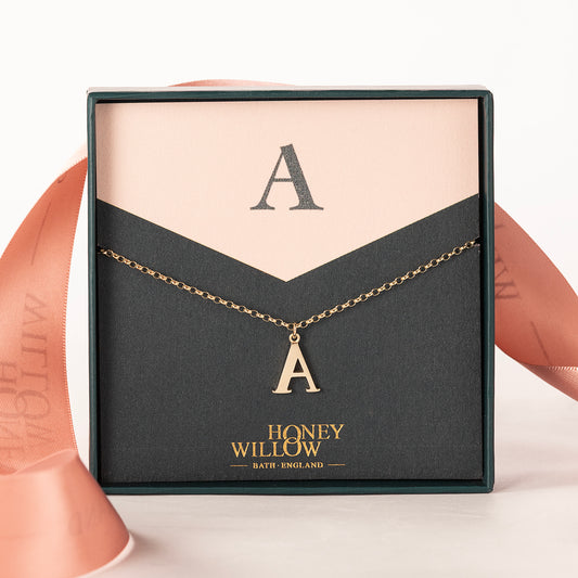 A Initial Letter Necklace - 9kt Gold