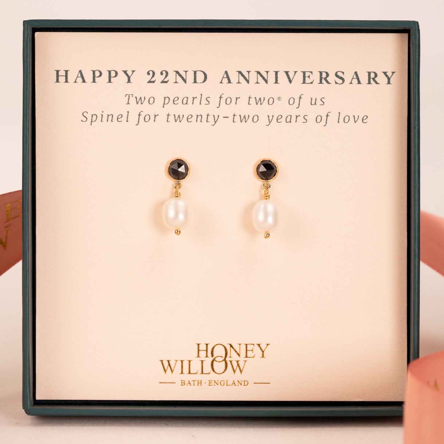 22nd Anniversary Gift - Black Spinel Anniversary Earrings - Silver & Gold