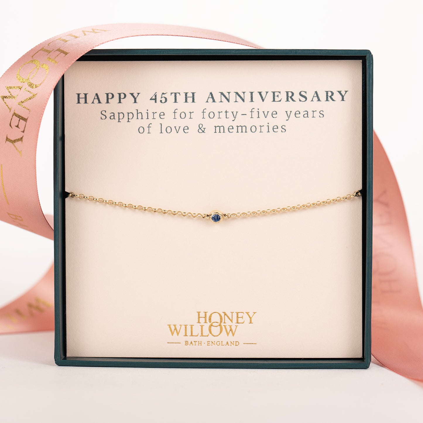 45th Anniversary Bracelet - Single Sapphire Solitaire - 9kt Gold