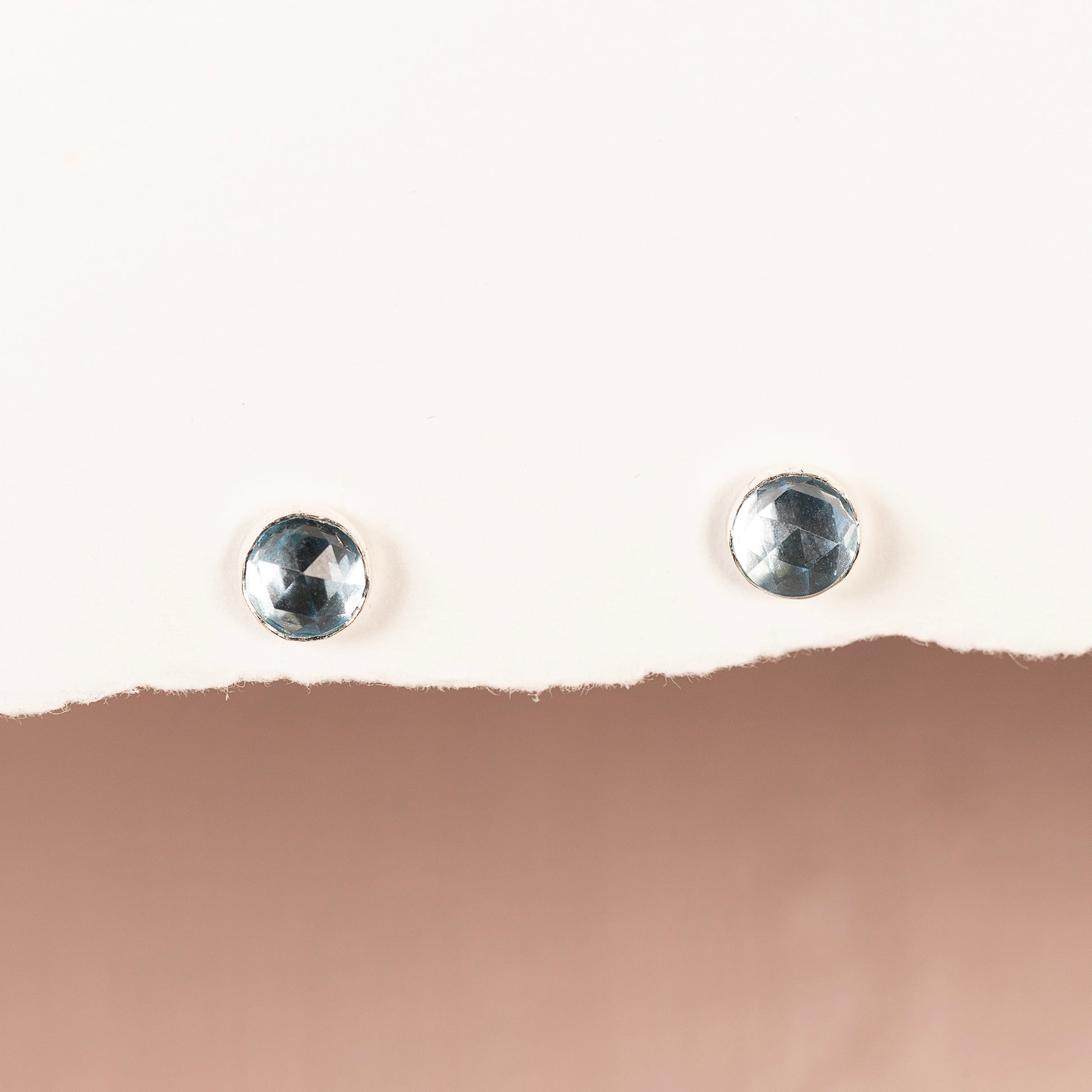 December Birthstone Stud Earrings - Blue Topaz - Silver & Gold