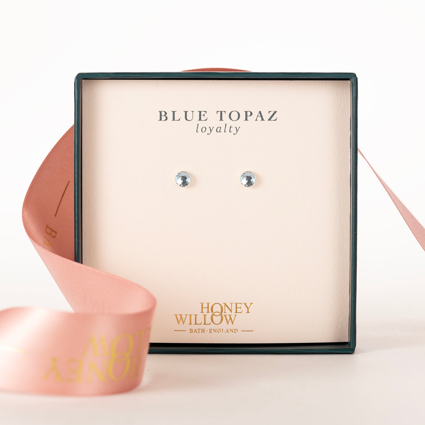 Blue Topaz Stud Earrings - Loyalty - Silver & Gold