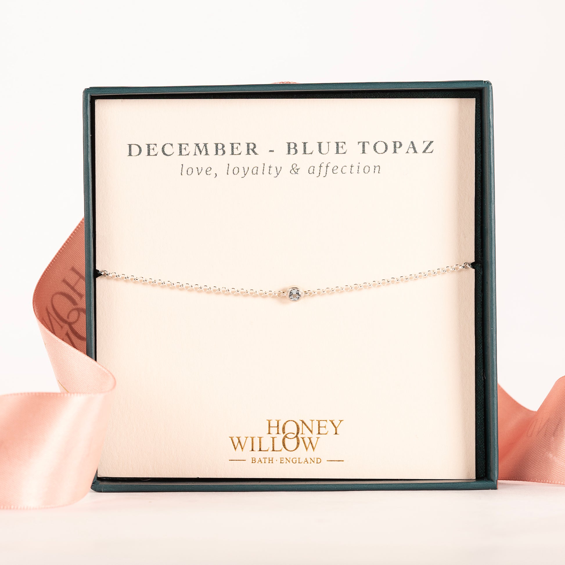 December Birthstone Bracelet - Single Blue Topaz Solitaire - Silver