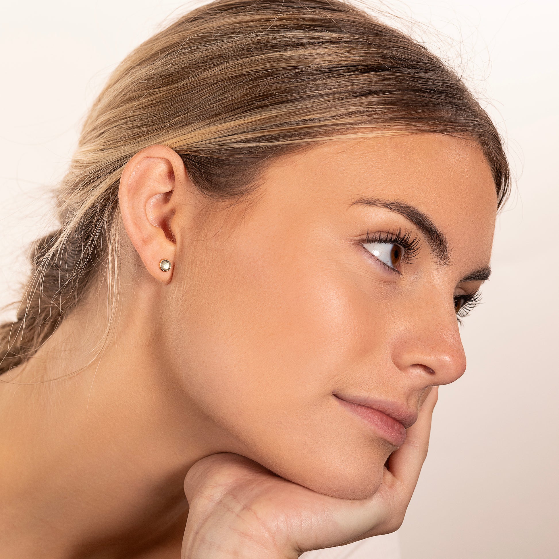 December Birthstone Stud Earrings - Blue Topaz - Silver & Gold