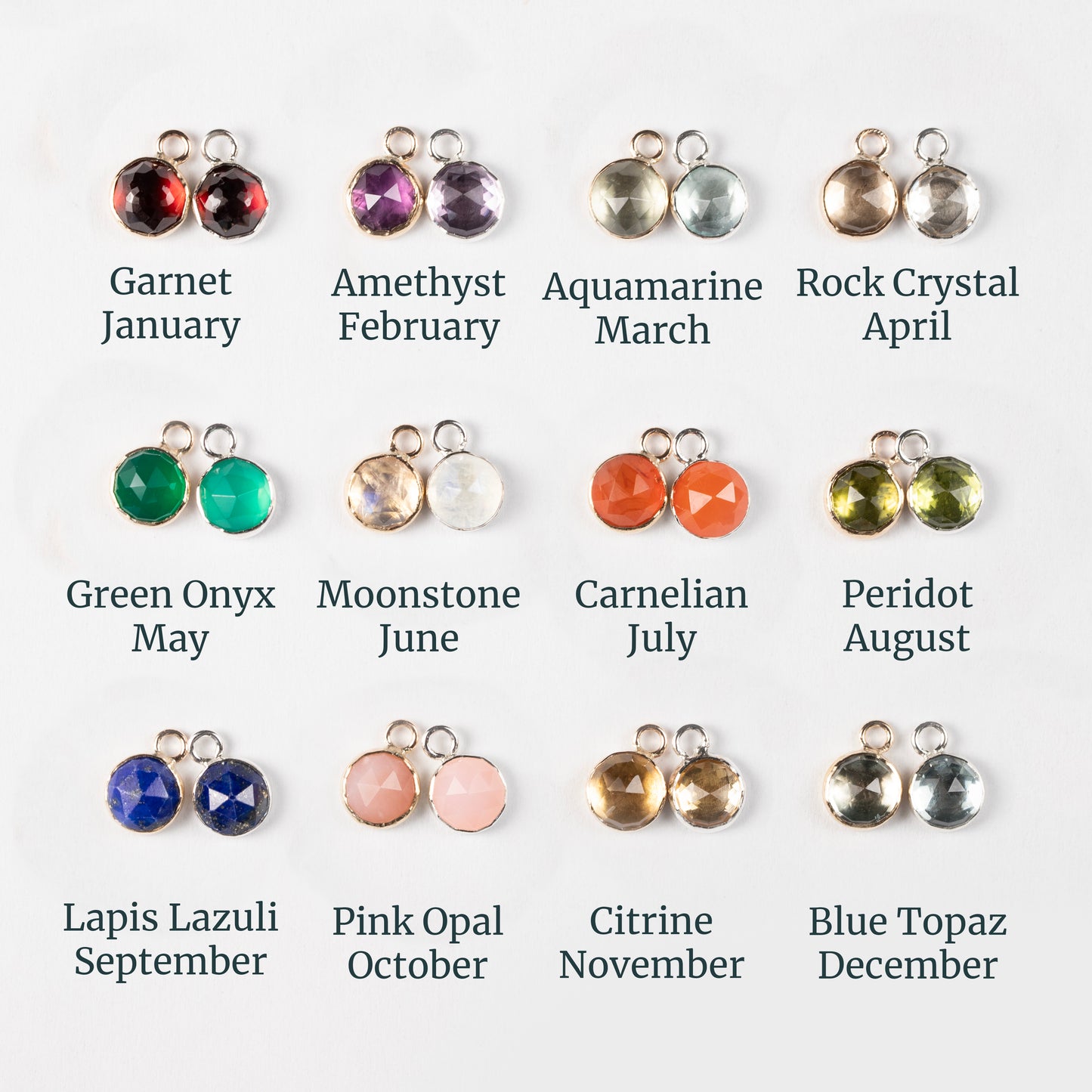 Valentines Gift for Her - Double Birthstone Necklace - Silver & Gold