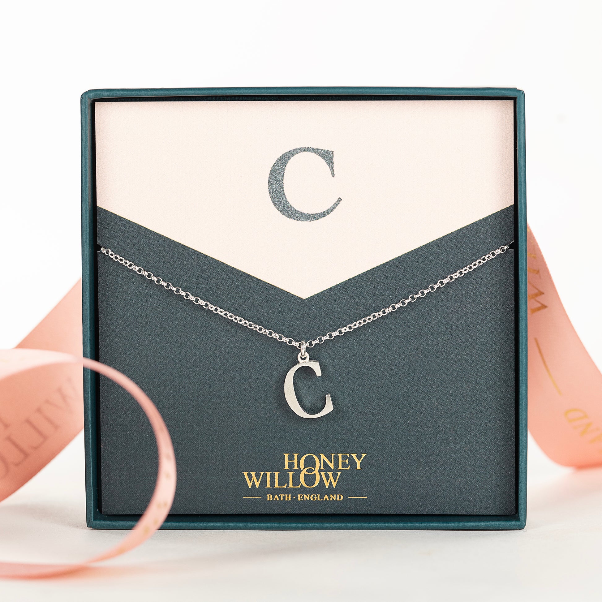 C Initial Charm Necklace - Silver