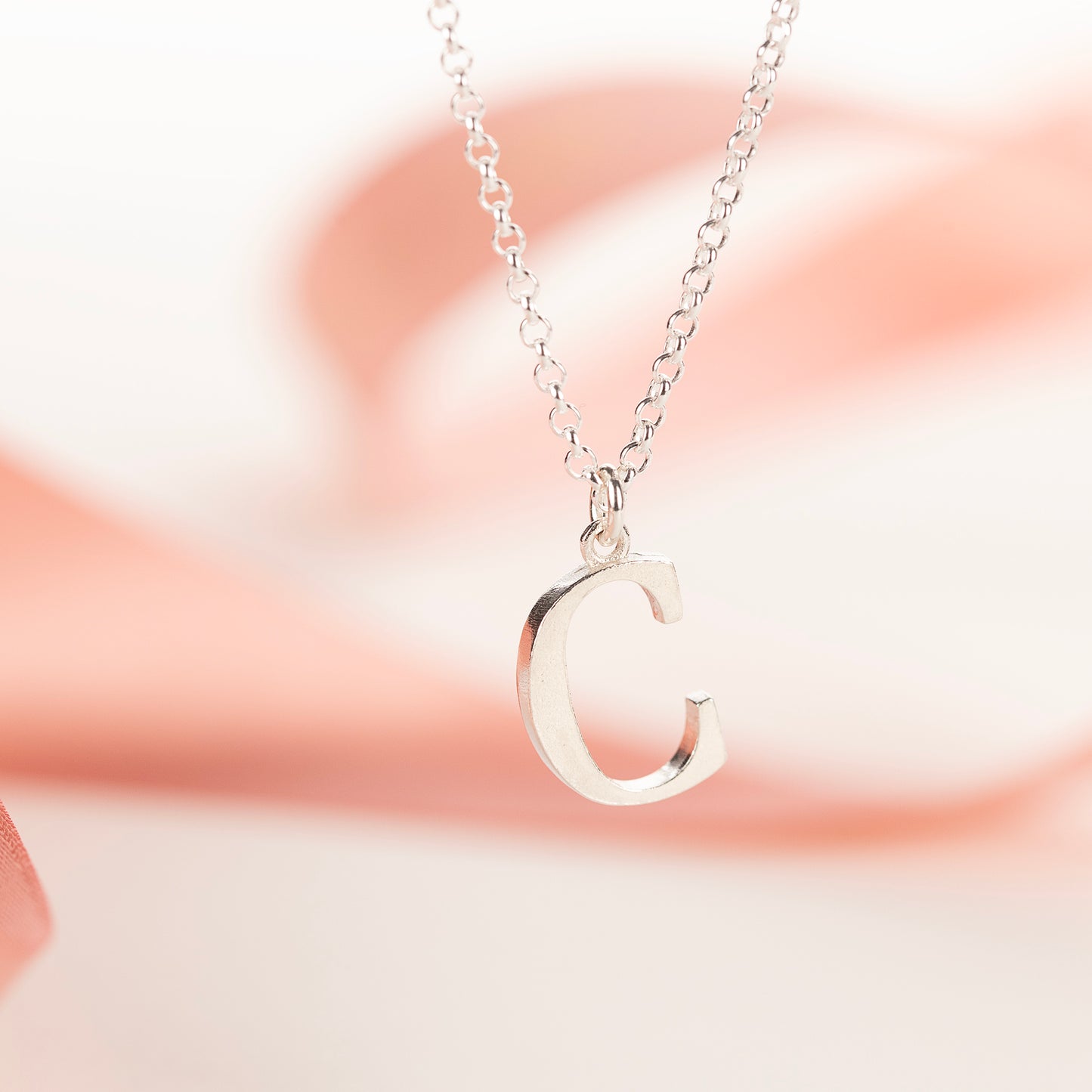 C Initial Charm Necklace - Silver