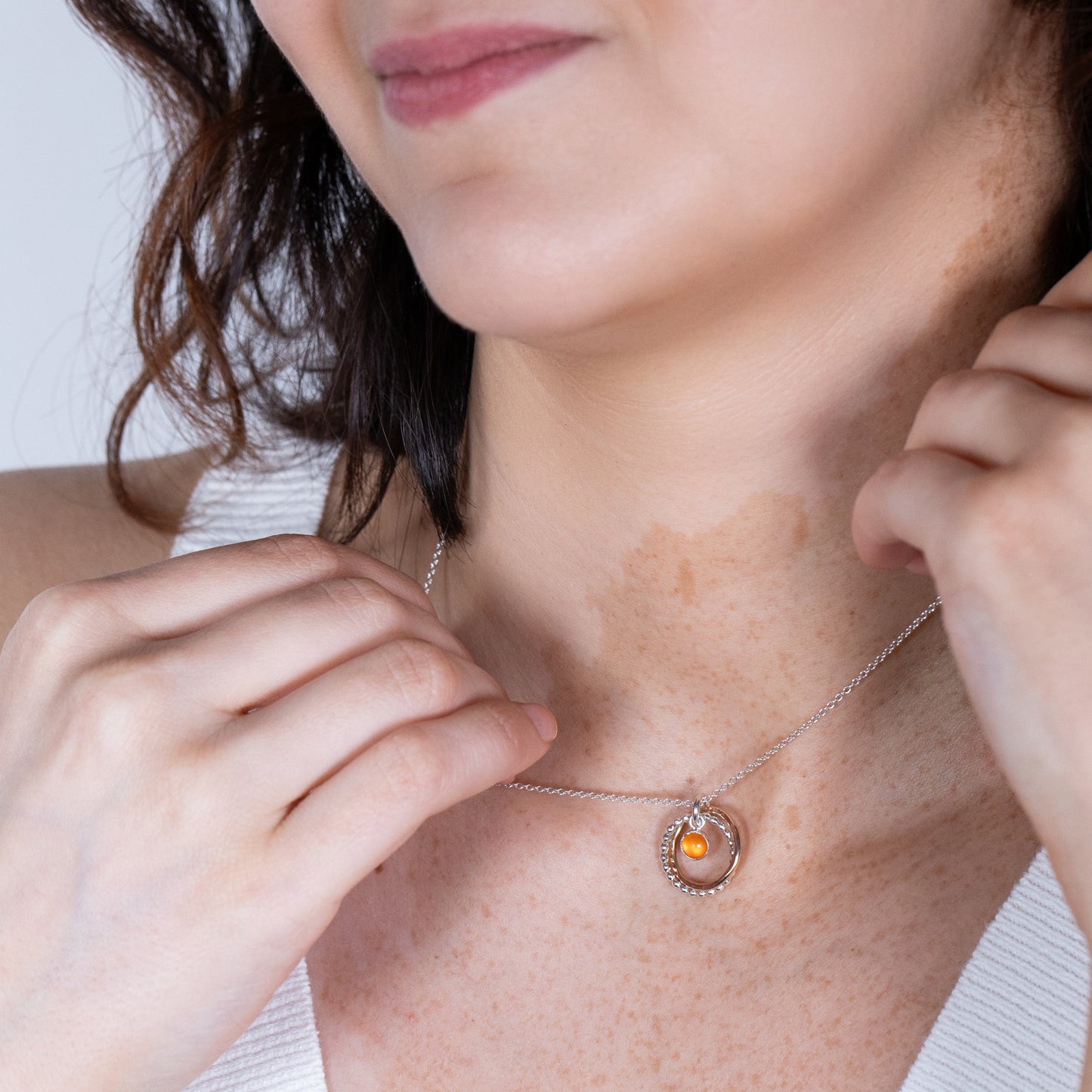 17th Birthday Gift - Carnelian Necklace - Silver & Gold