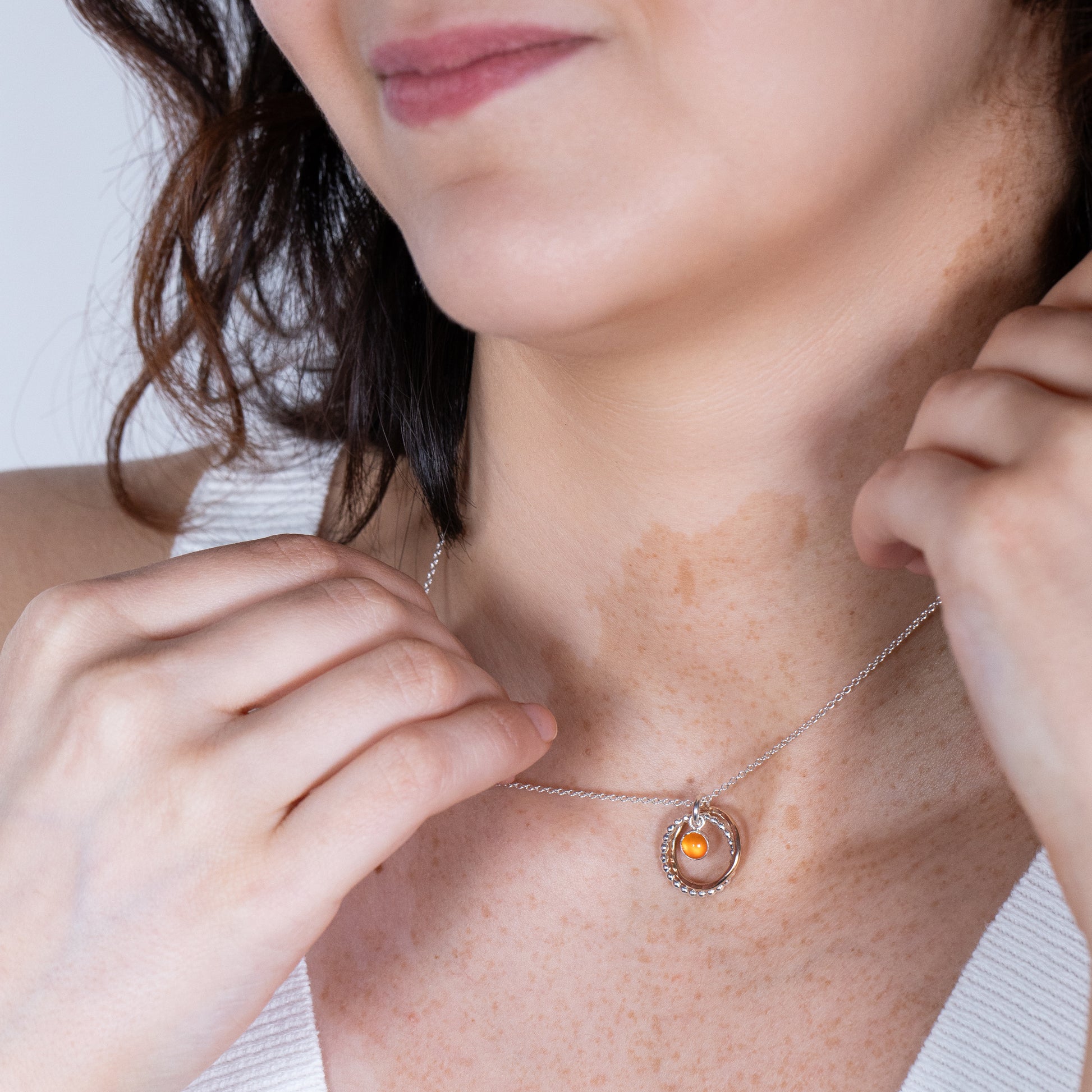 17th Birthday Gift - Carnelian Necklace - Silver & Gold