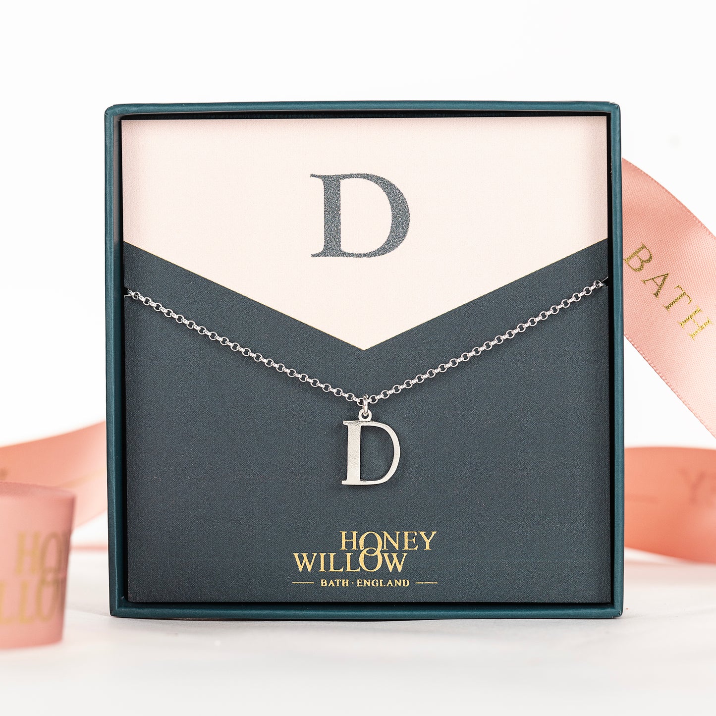 D Initial Charm Necklace - Silver