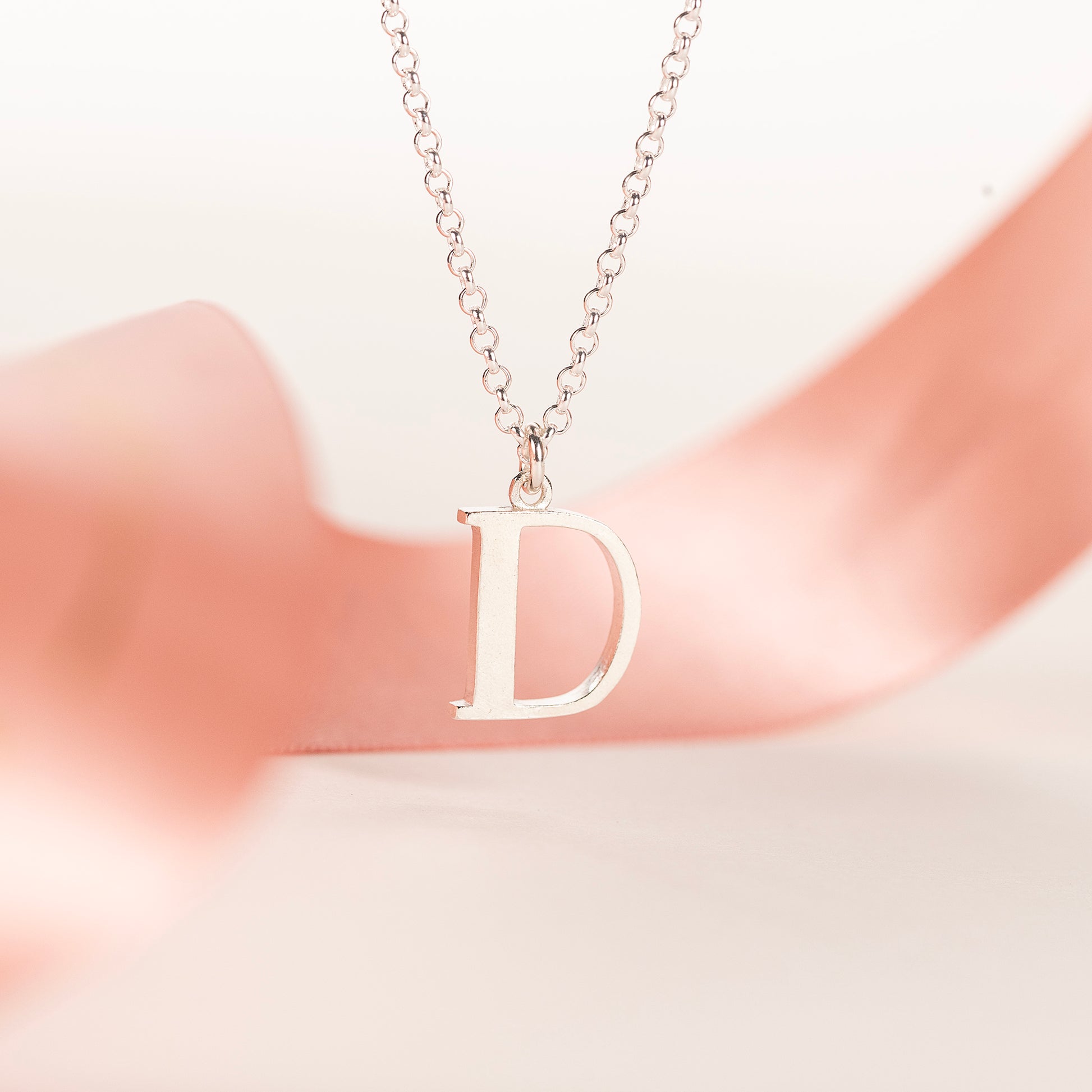 D Initial Charm Necklace - Silver